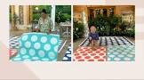 Barbara king 8x11 reversible polka dot patio mat, seaglass 