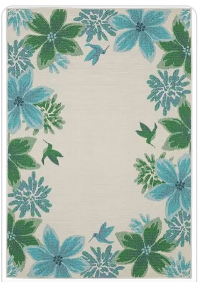 ultimate innovations hummingbird 5x7  in/outdoor rug, turquoise 