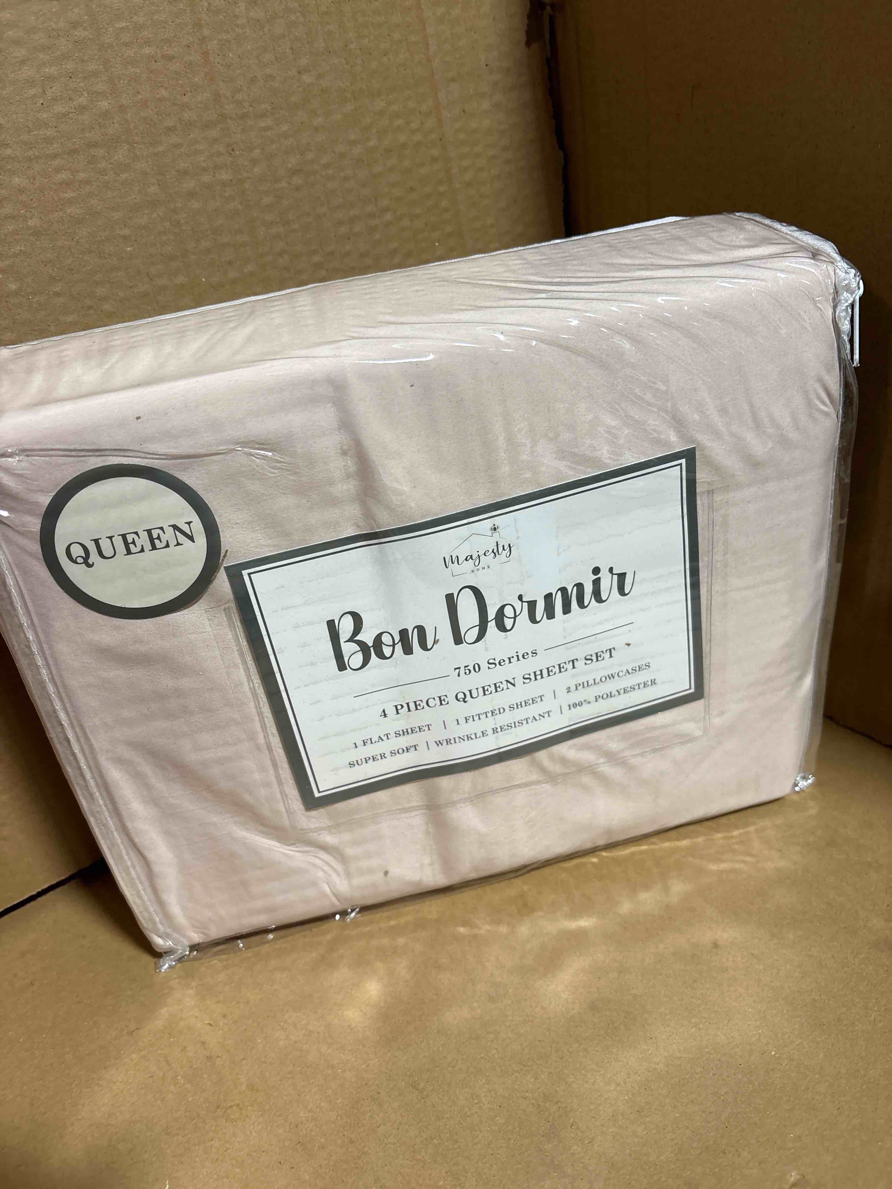 Bon Dormir 750 series 4 piece queen sheet set includes one flat sheet one fitted sheet two pillowcases