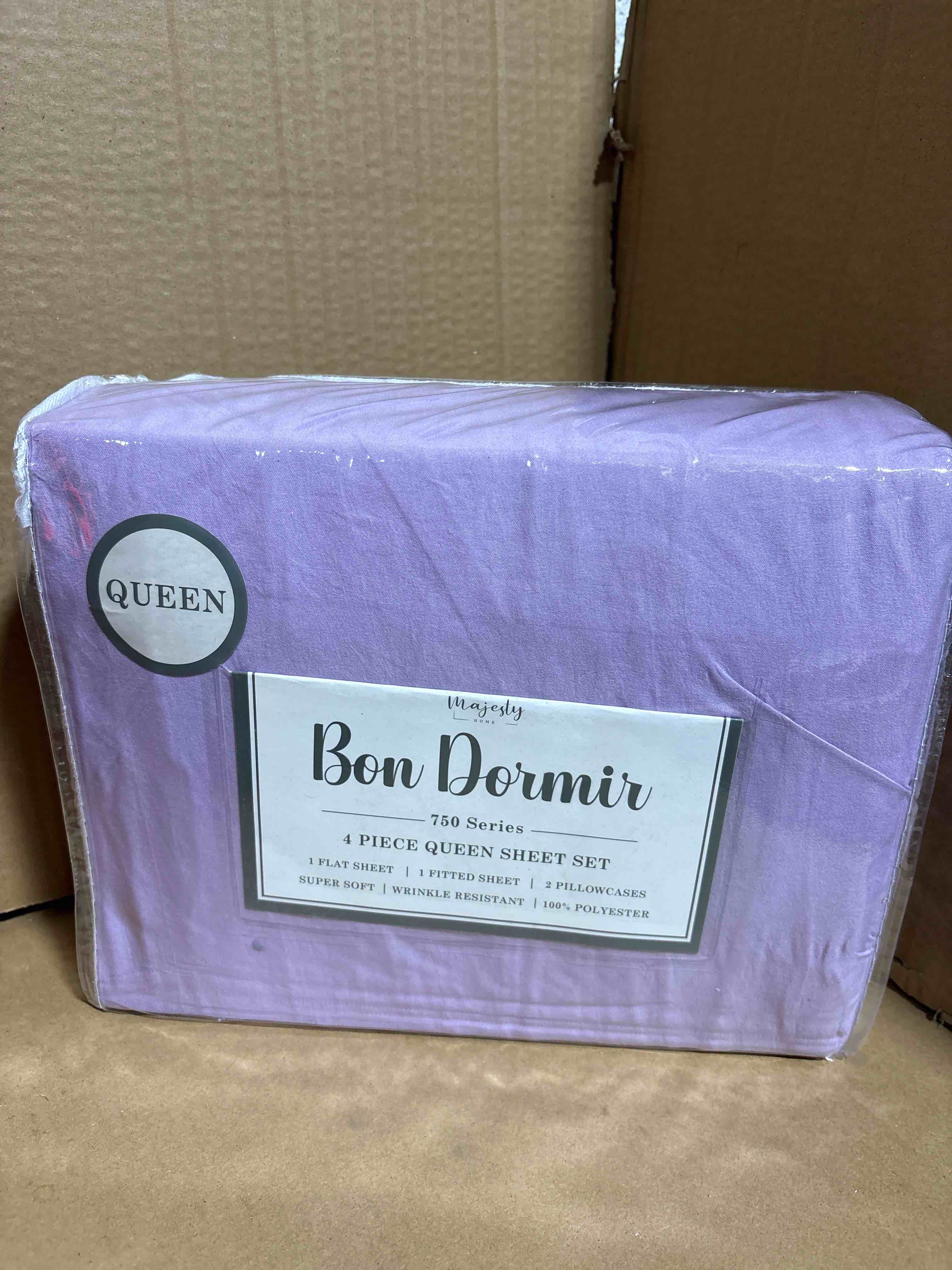 Bon Dormir 750 series 4 piece queen sheet set includes one flat sheet one fitted sheet two pillowcases