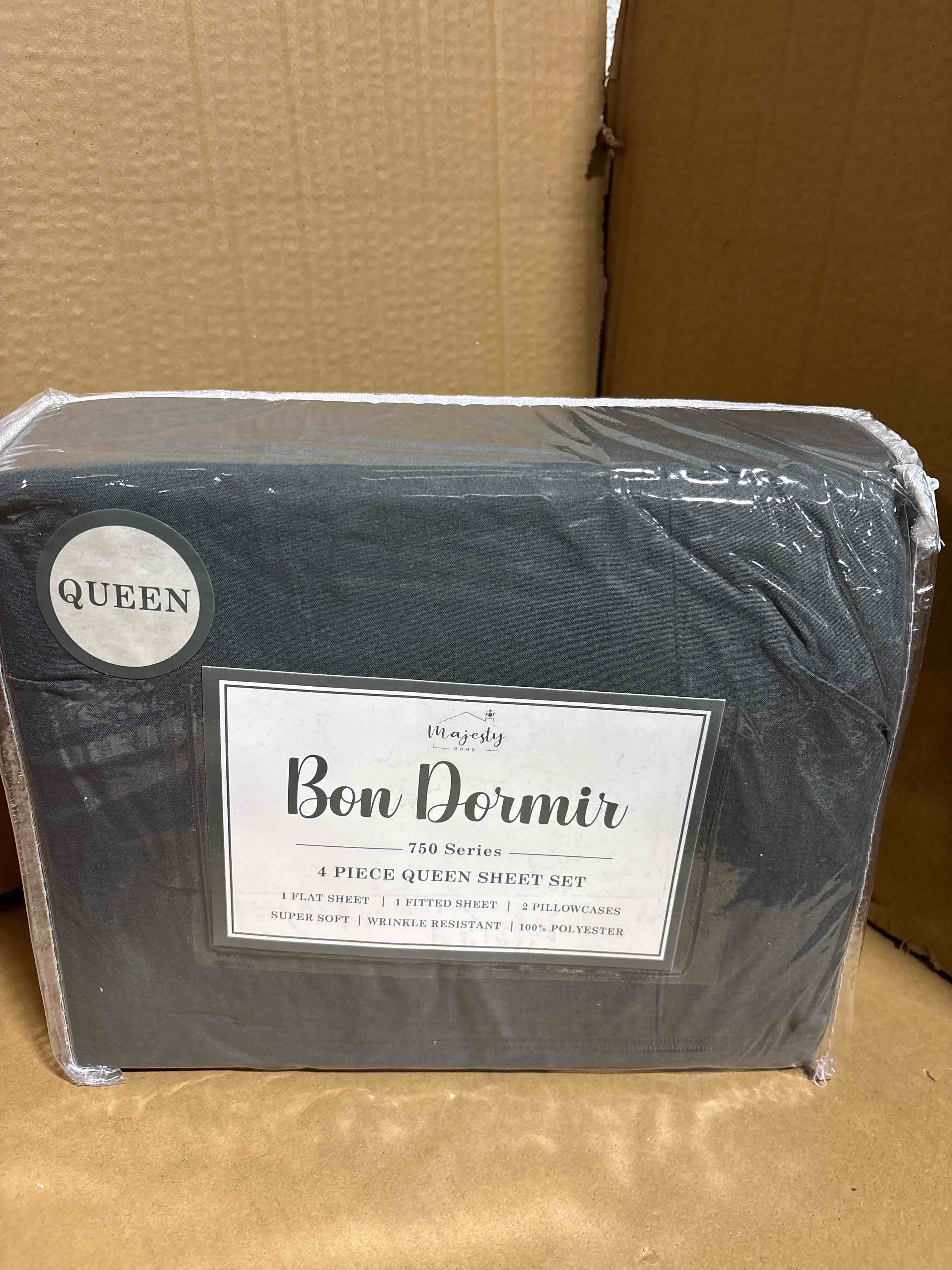Bon Dormir 750 series 4 piece queen sheet set includes one flat sheet one fitted sheet two pillowcases