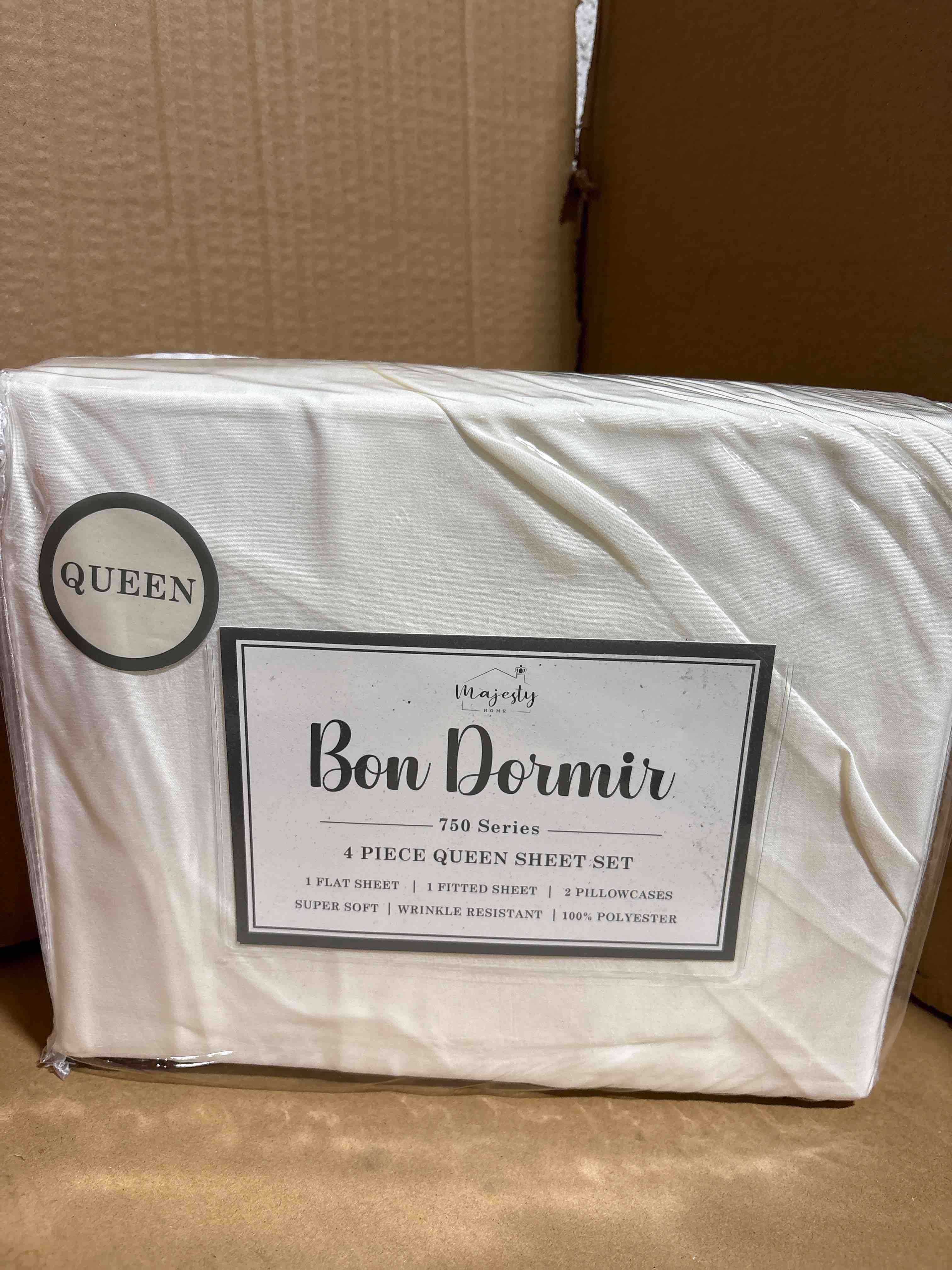 Bon Dormir 750 series 4 piece queen sheet set includes one flat sheet one fitted sheet two pillowcases