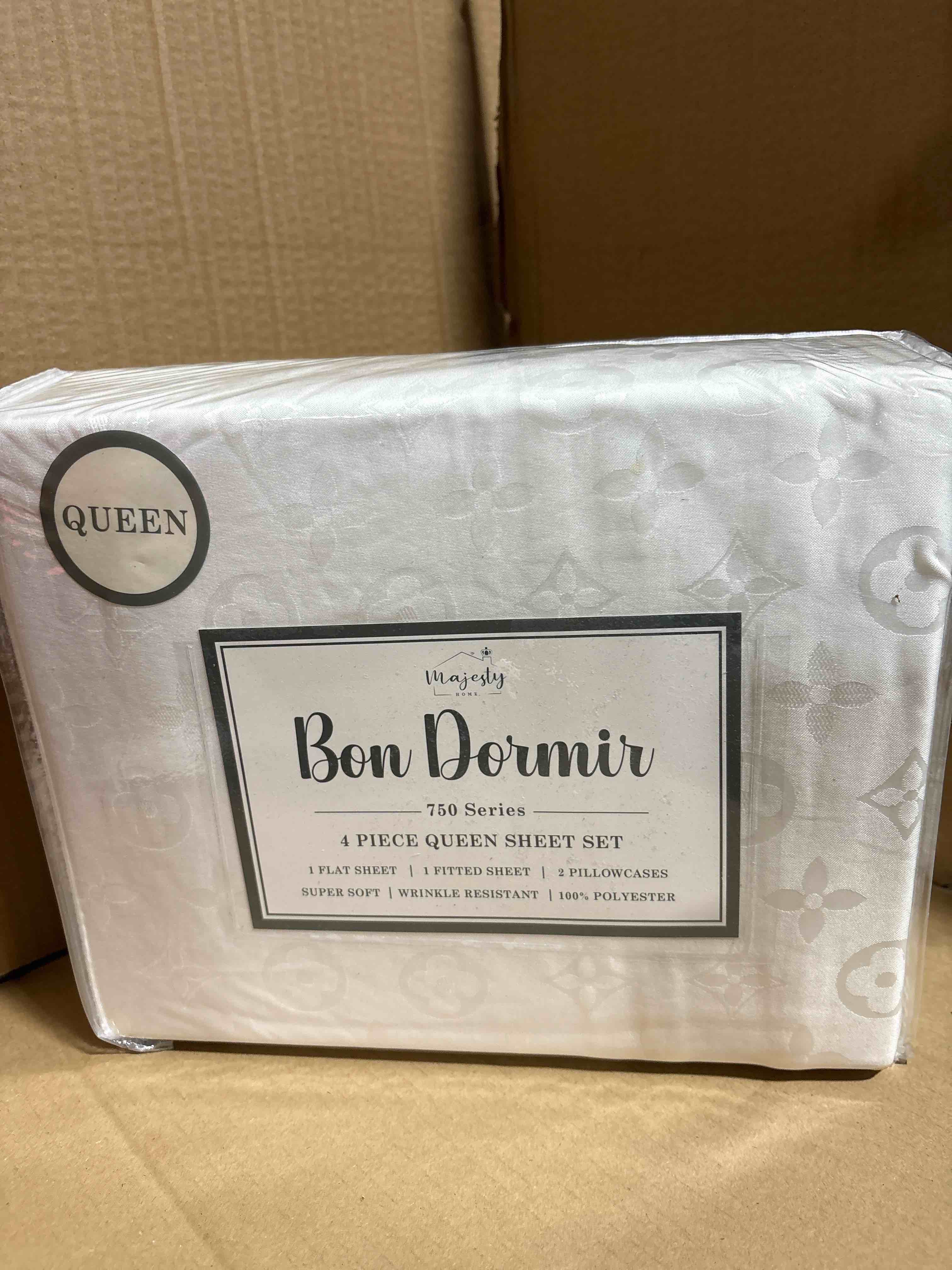 Bon Dormir 750 series 4 piece queen sheet set includes one flat sheet one fitted sheet two pillowcases