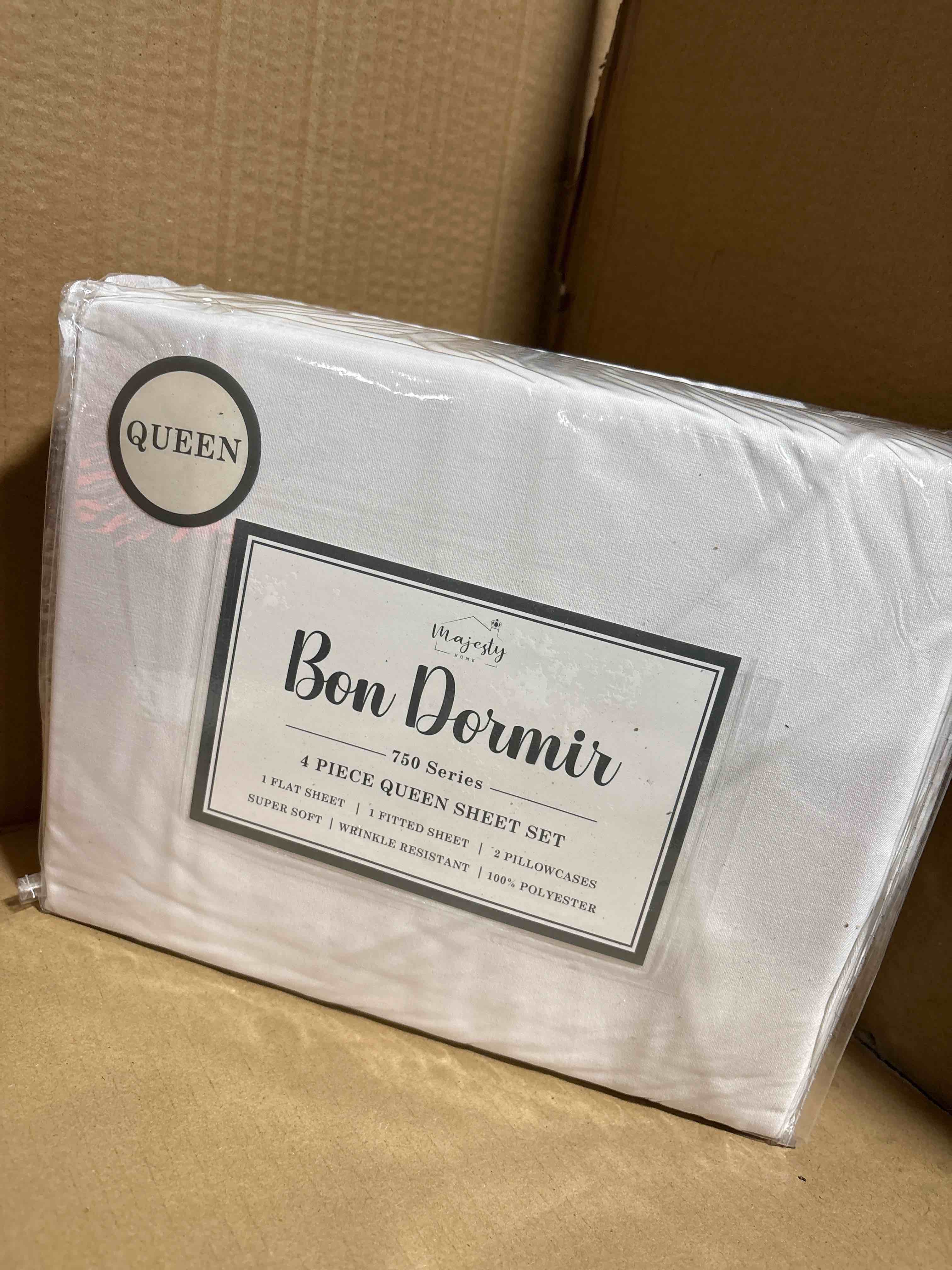 Bon Dormir 750 series 4 piece queen sheet set includes one flat sheet one fitted sheet two pillowcases