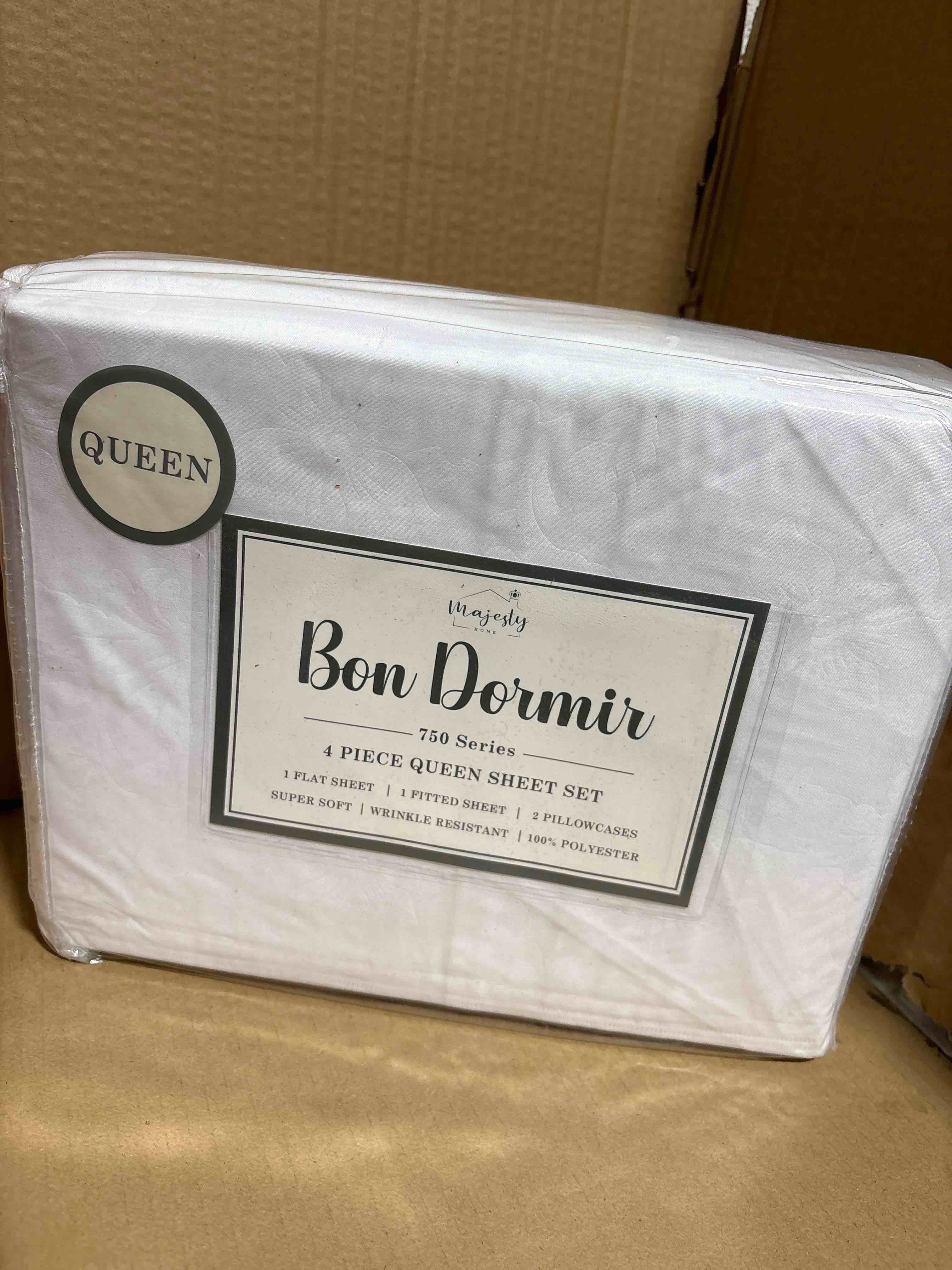 Bon Dormir 750 series 4 piece queen sheet set includes one flat sheet one fitted sheet two pillowcases