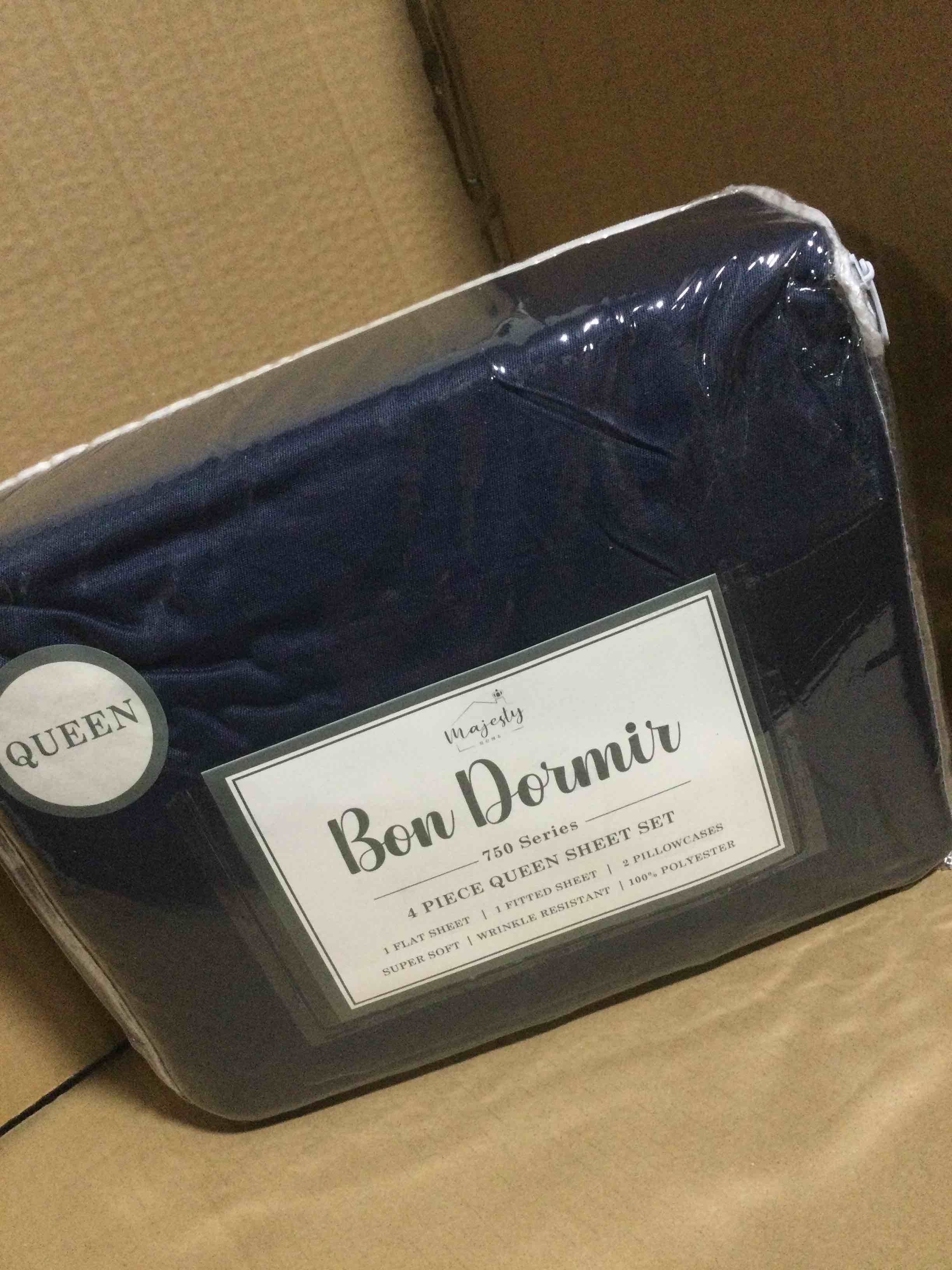 Bon Dormir 750 series 4 piece queen sheet set includes one flat sheet one fitted sheet two pillowcases
