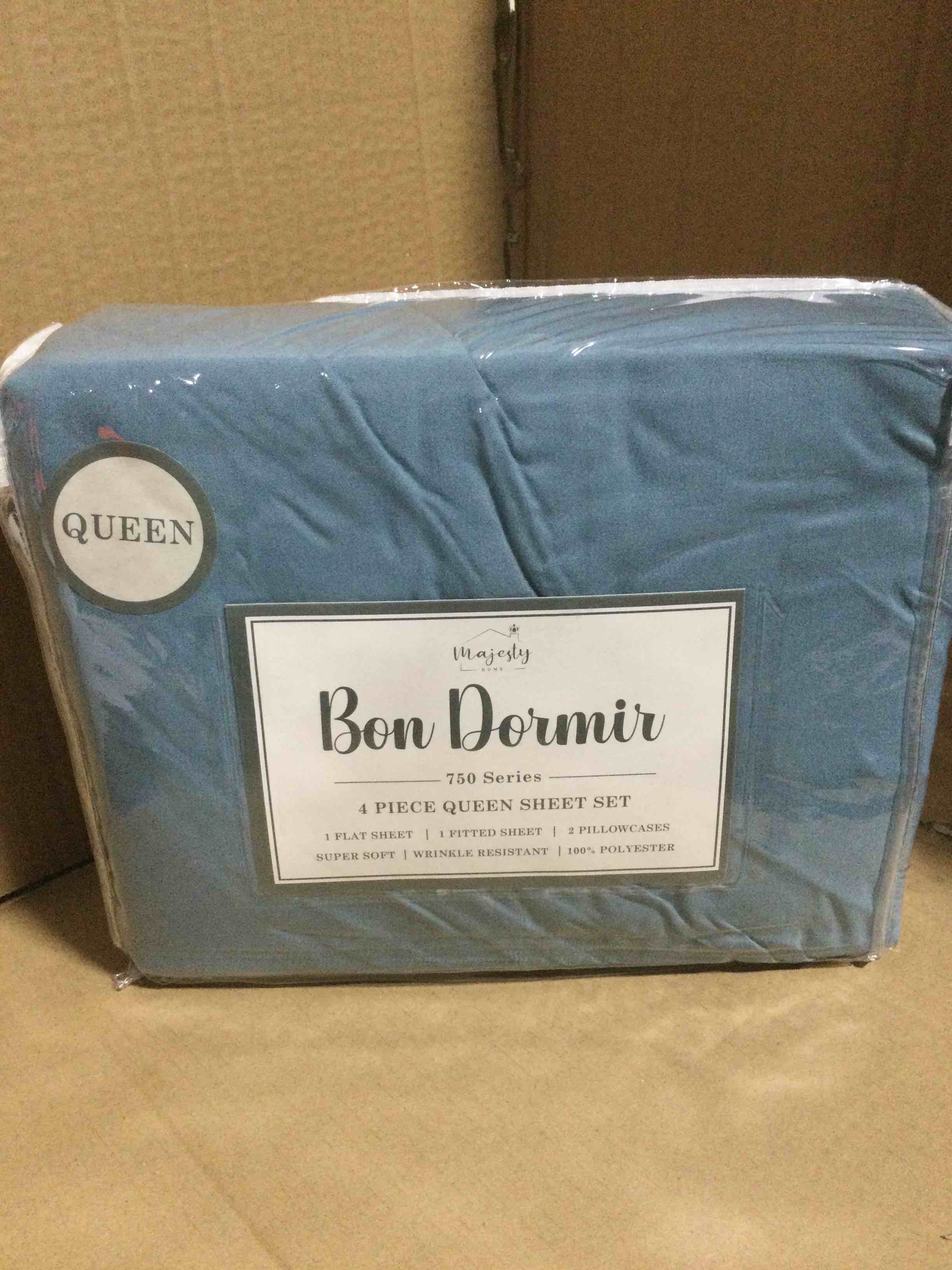 Bon Dormir 750 series 4 piece queen sheet set includes one flat sheet one fitted sheet two pillowcases