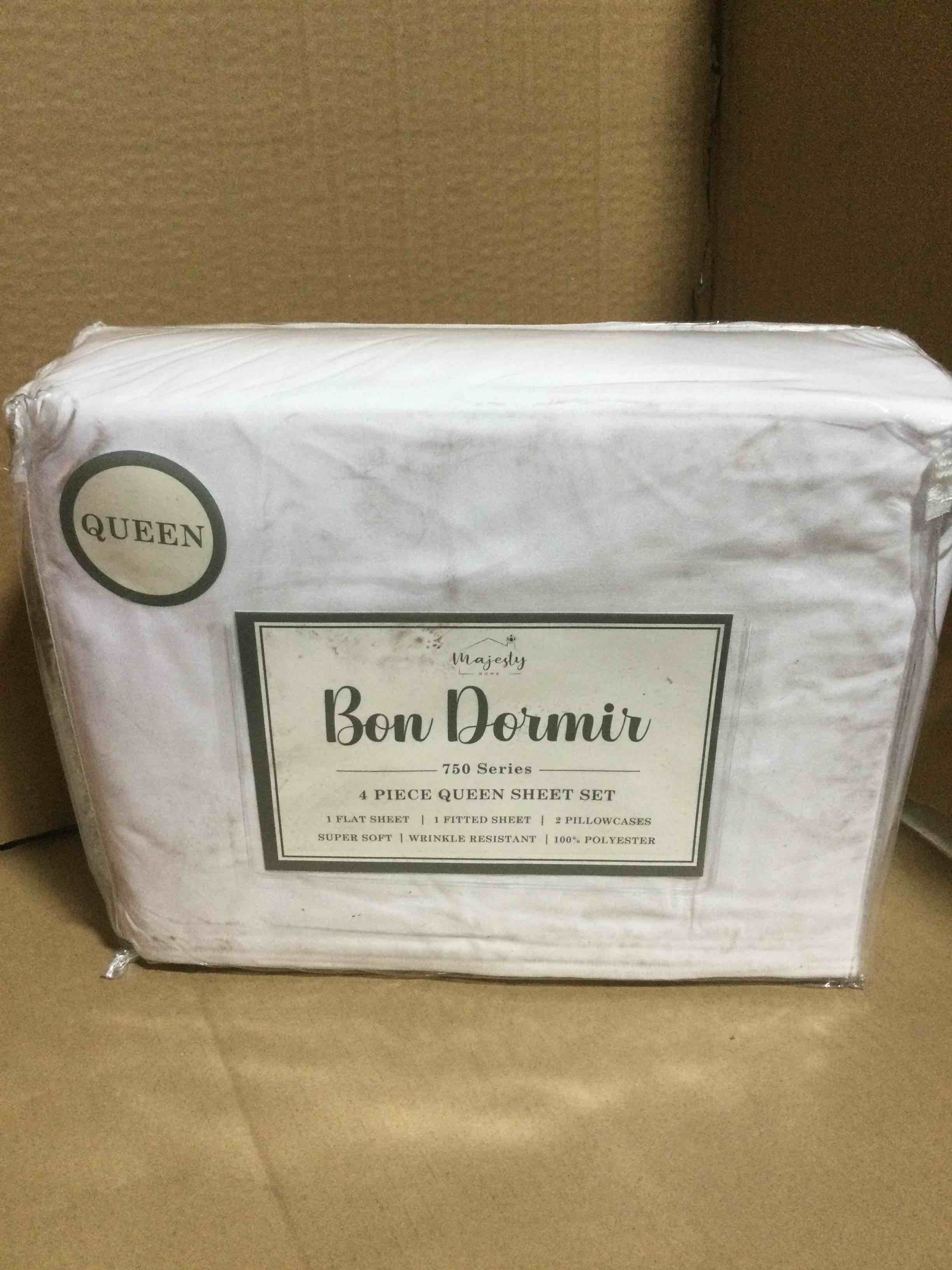 Bon Dormir 750 series 4 piece queen sheet set includes one flat sheet one fitted sheet two pillowcases
