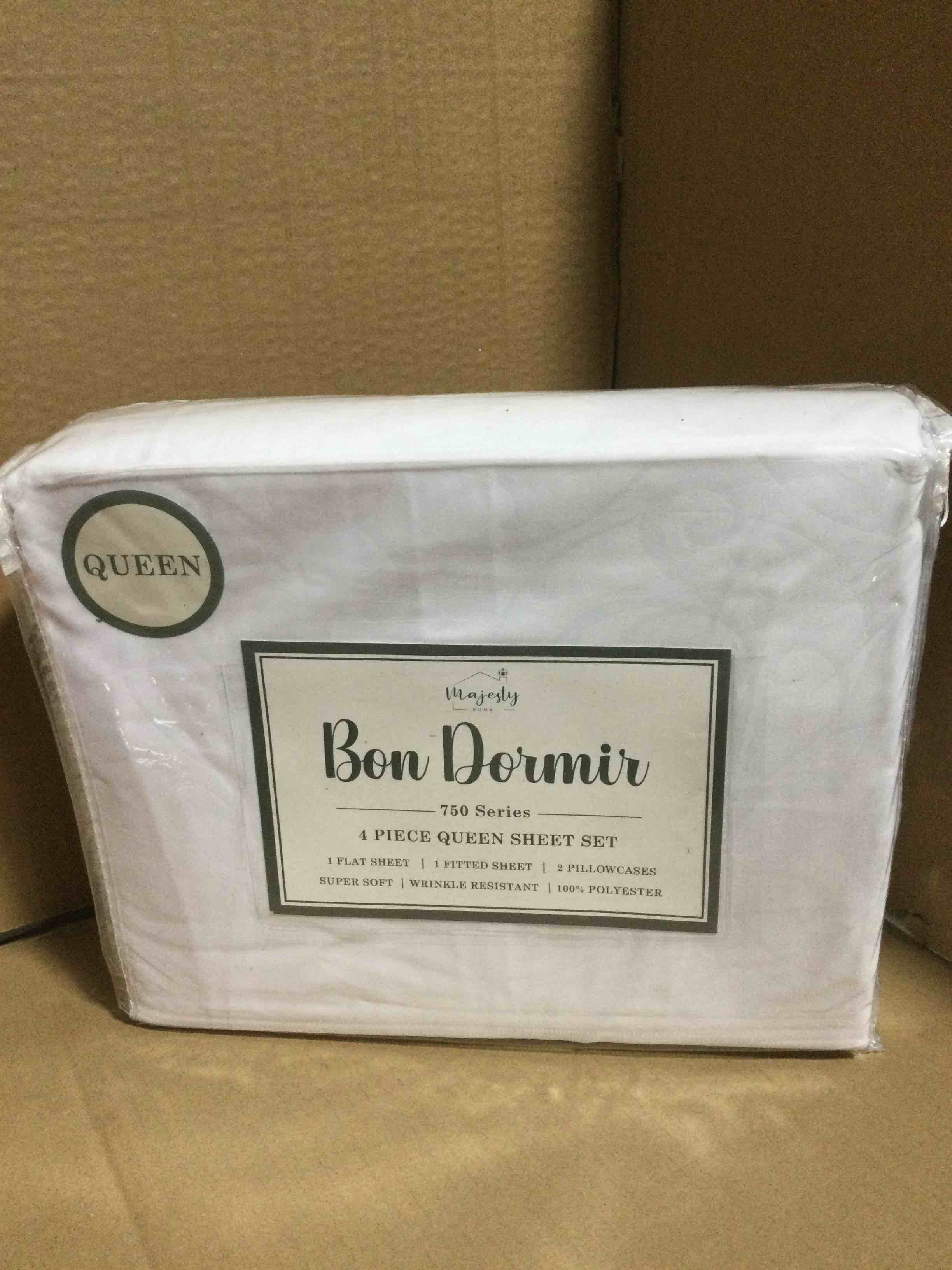 Bon Dormir 750 series 4 piece queen sheet set includes one flat sheet one fitted sheet two pillowcases