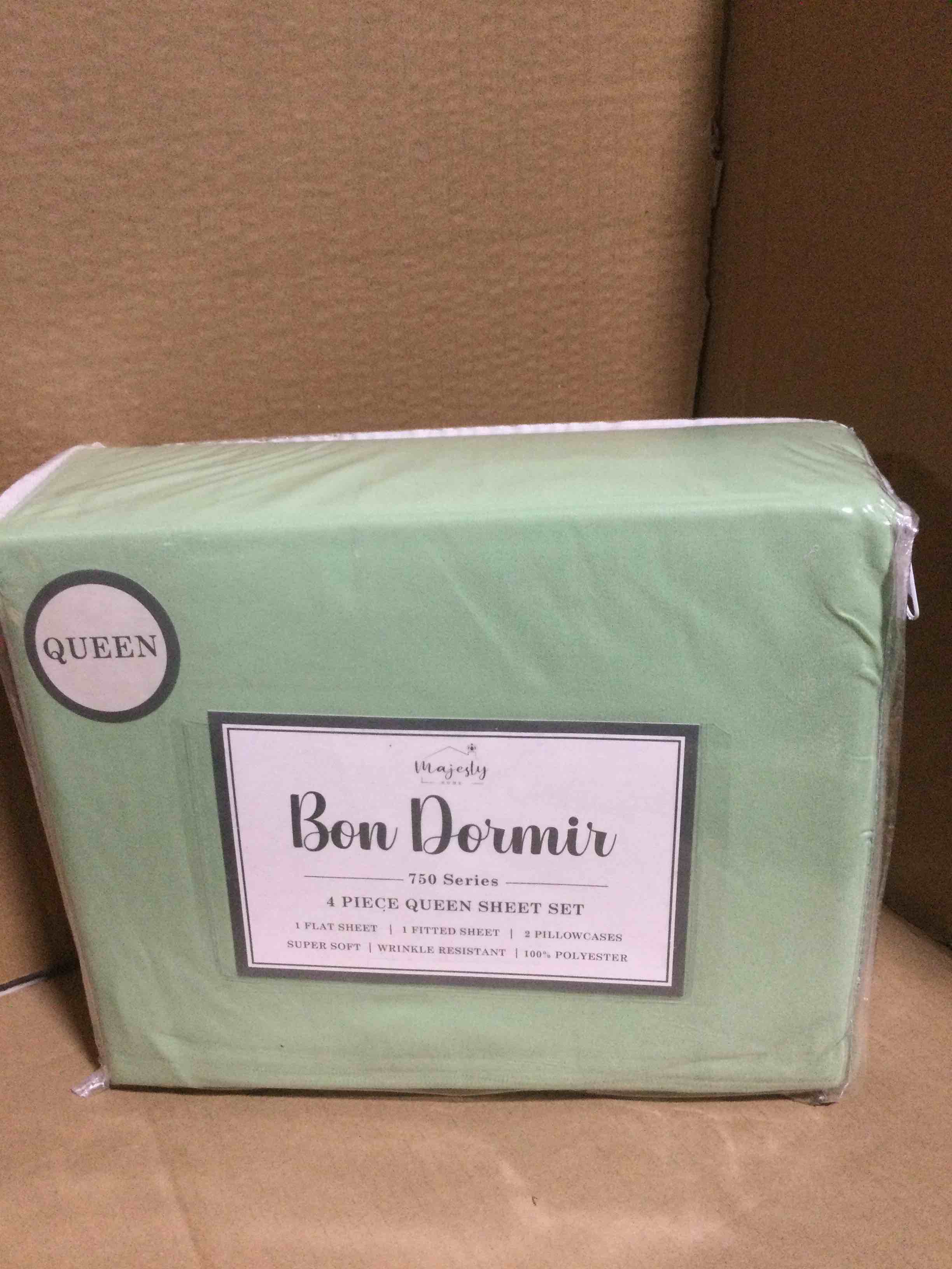 Bon Dormir 750 series 4 piece queen sheet set includes one flat sheet one fitted sheet two pillowcases