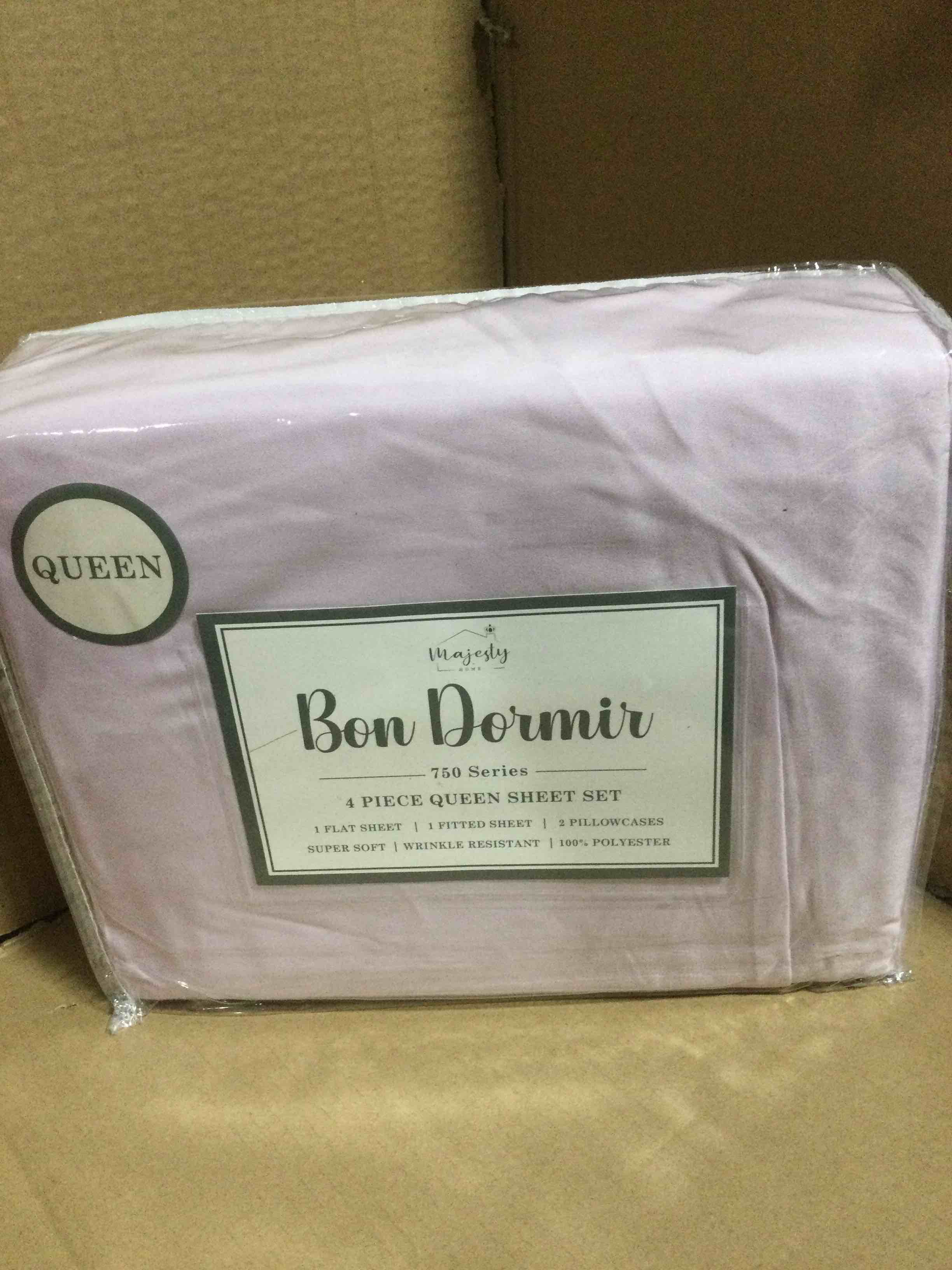 Bon Dormir 750 series 4 piece queen sheet set includes one flat sheet one fitted sheet two pillowcases
