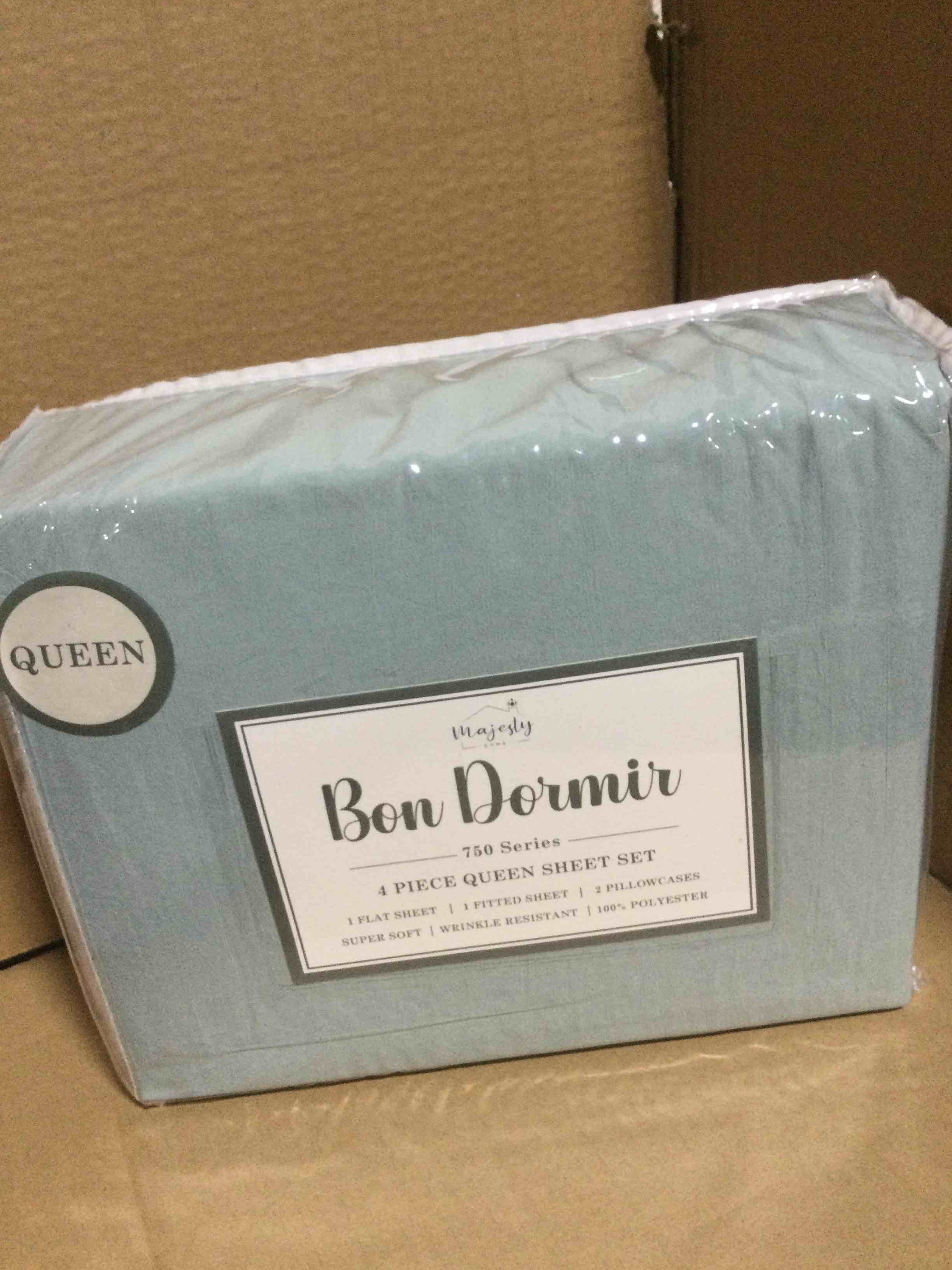 Bon Dormir 750 series 4 piece queen sheet set includes one flat sheet one fitted sheet two pillowcases