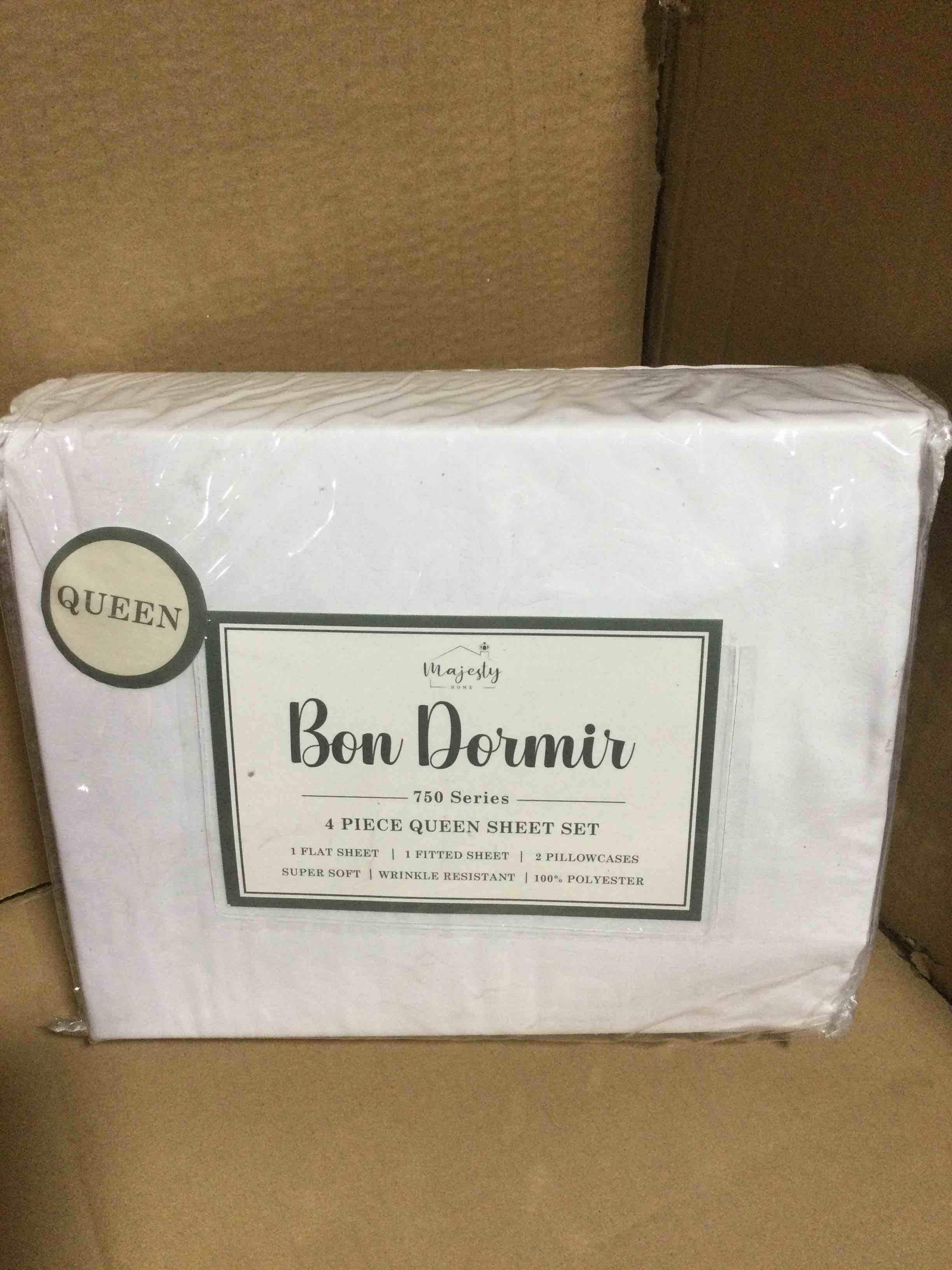 Bon Dormir 750 series 4 piece queen sheet set includes one flat sheet one fitted sheet two pillowcases