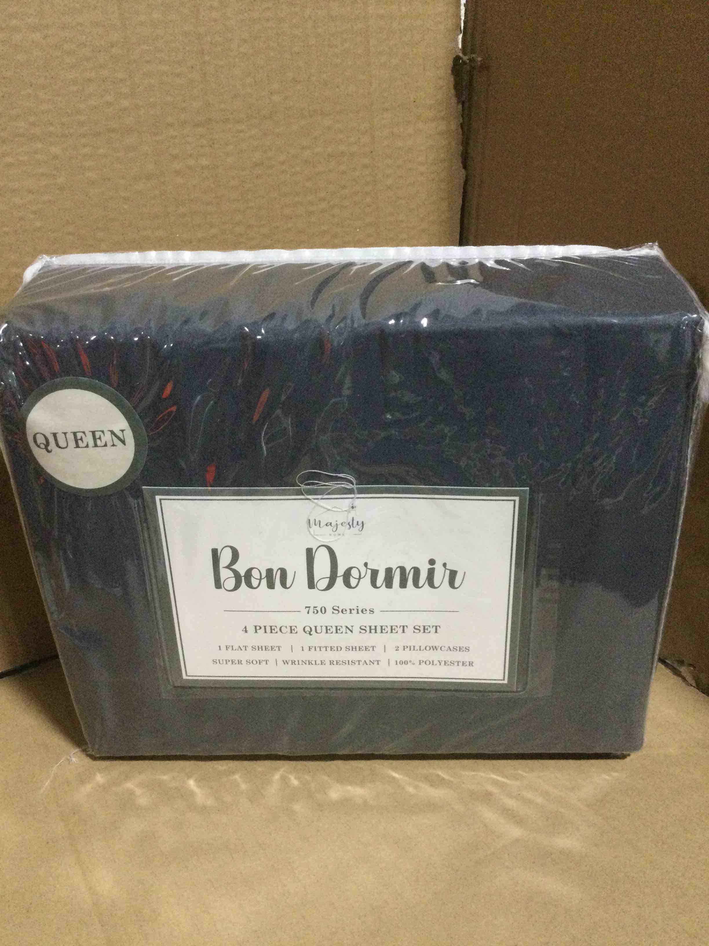 Bon Dormir 750 series 4 piece queen sheet set includes one flat sheet one fitted sheet two pillowcases