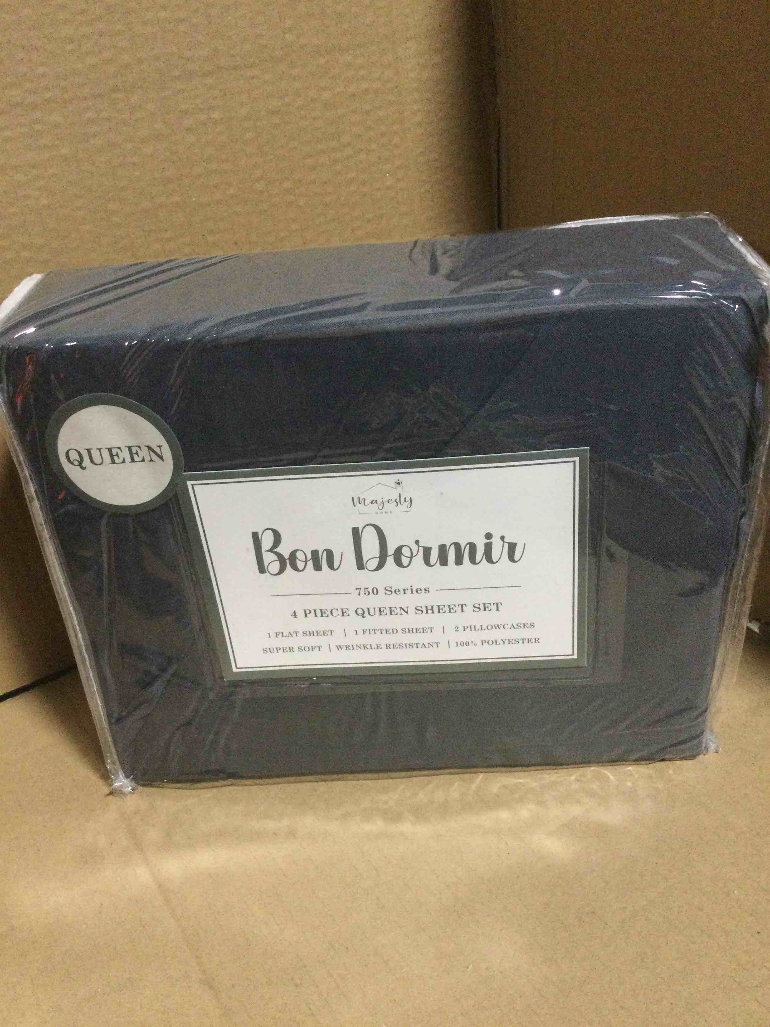 Bon Dormir 750 series 4 piece queen sheet set includes one flat sheet one fitted sheet two pillowcases