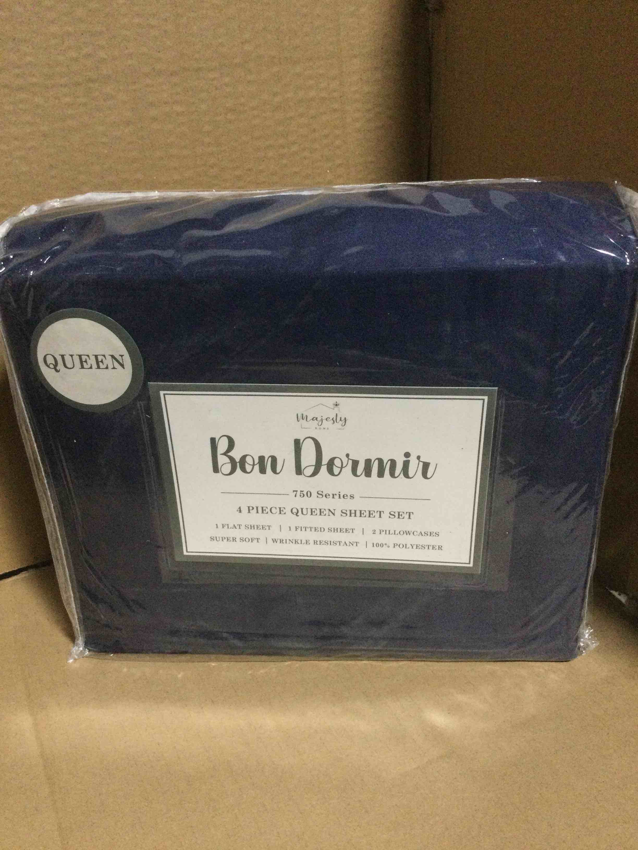 Bon Dormir 750 series 4 piece queen sheet set includes one flat sheet one fitted sheet two pillowcases