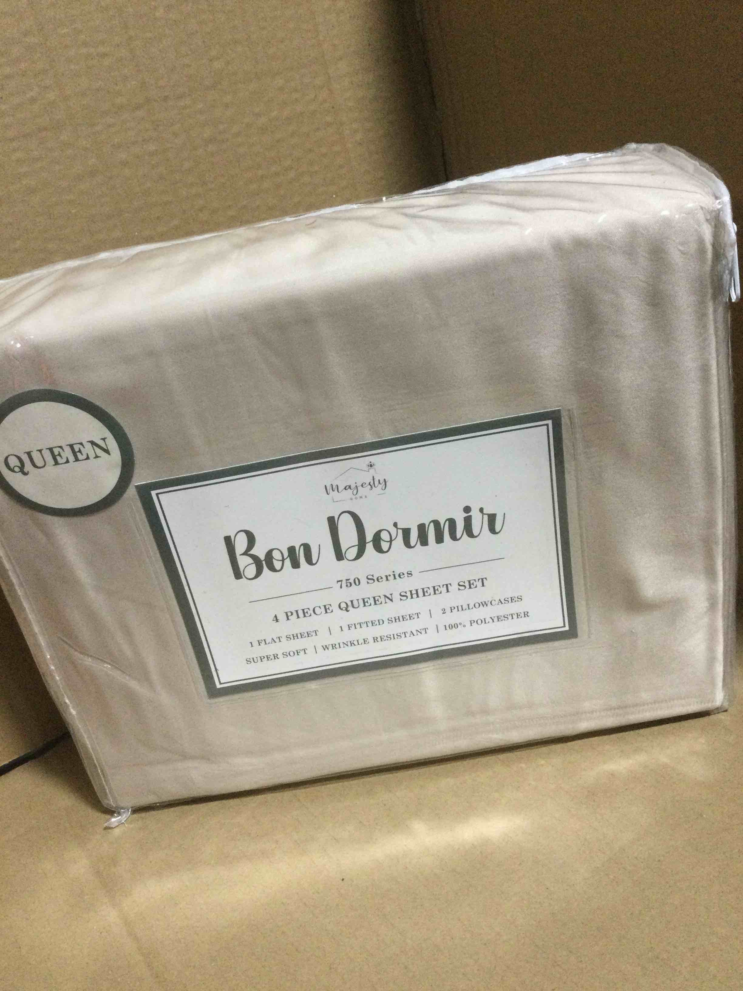 Bon Dormir 750 series 4 piece queen sheet set includes one flat sheet one fitted sheet two pillowcases