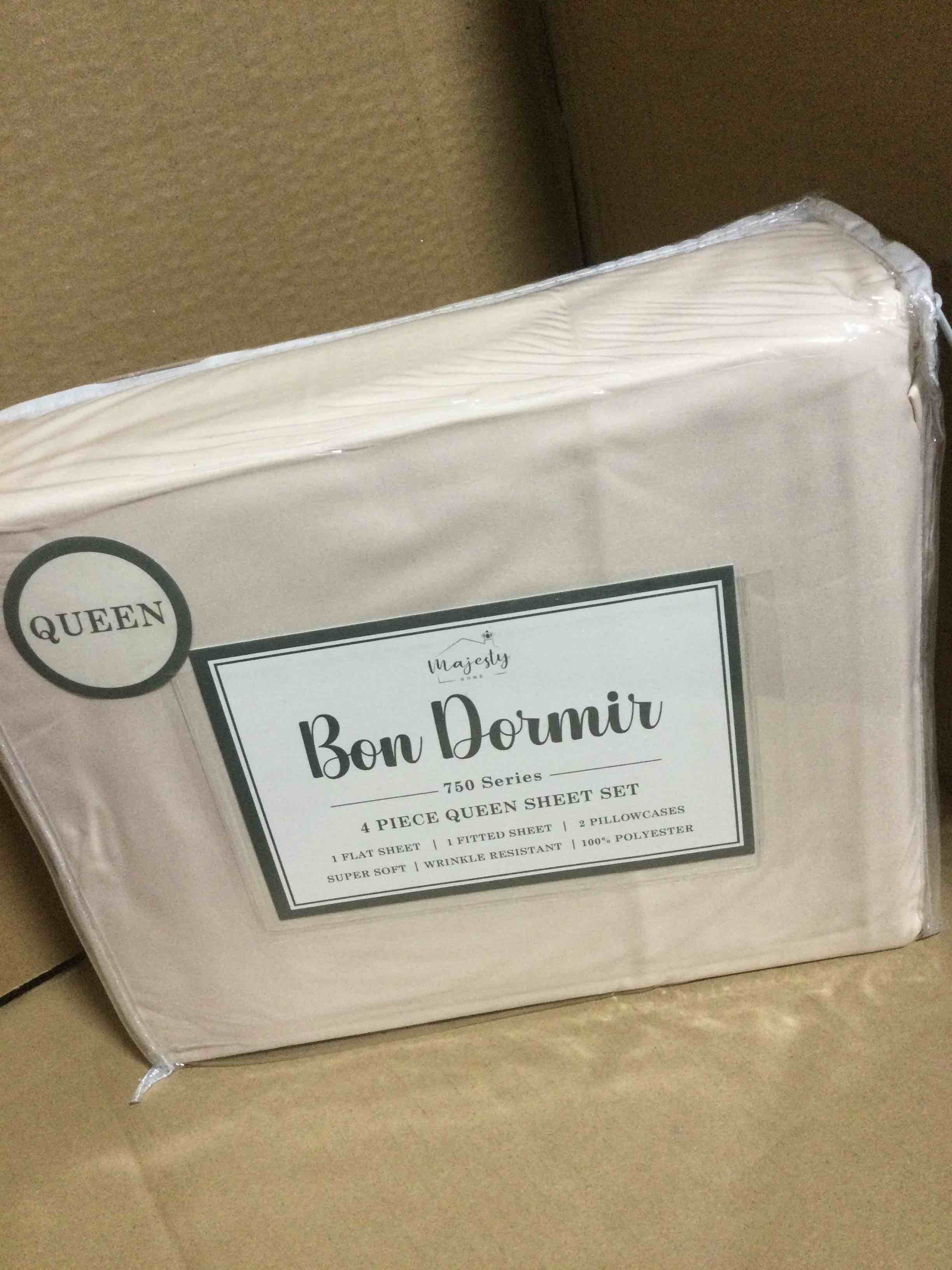 Bon Dormir 750 series 4 piece queen sheet set includes one flat sheet one fitted sheet two pillowcases