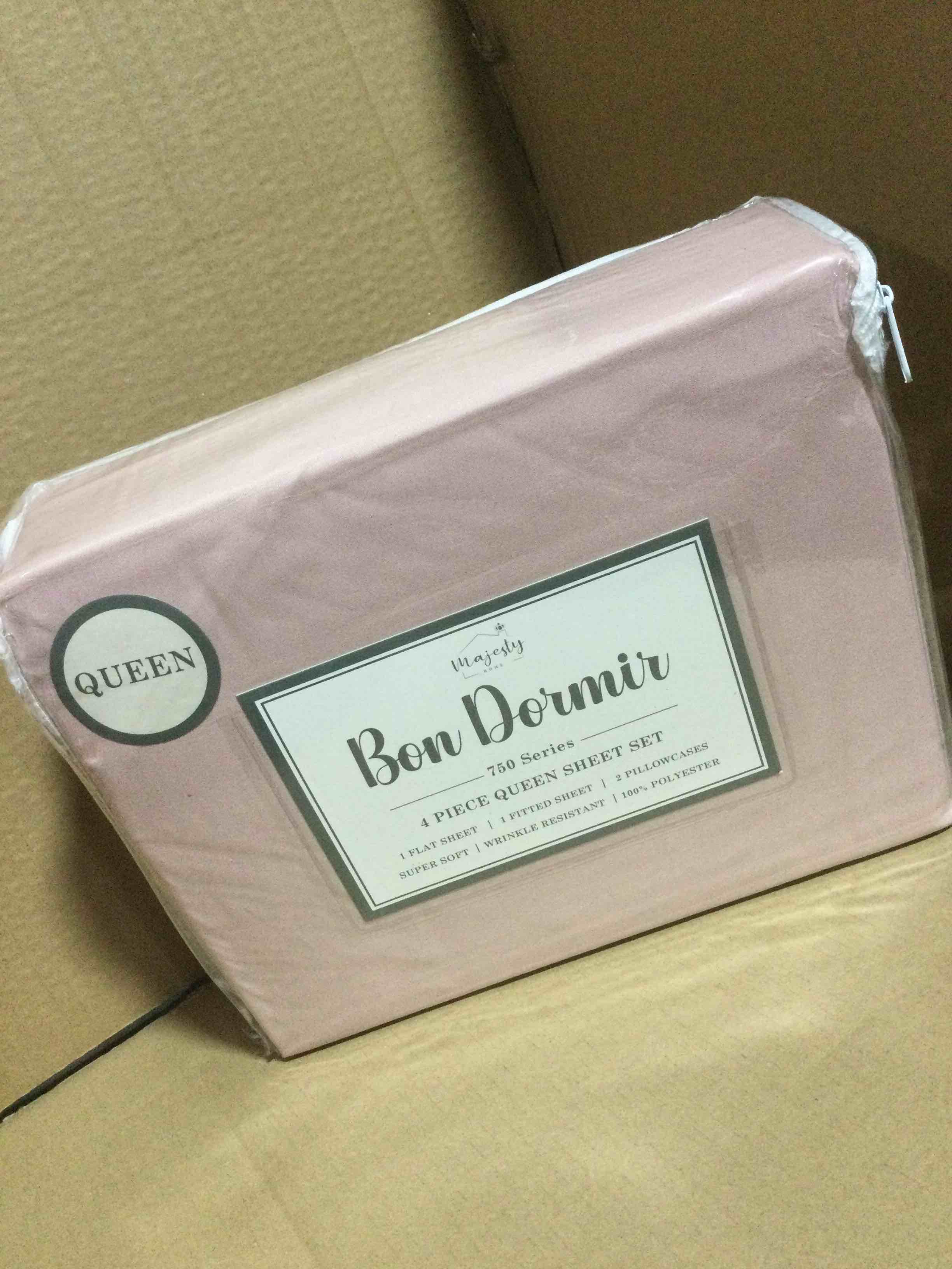 Bon Dormir 750 series 4 piece queen sheet set includes one flat sheet one fitted sheet two pillowcases