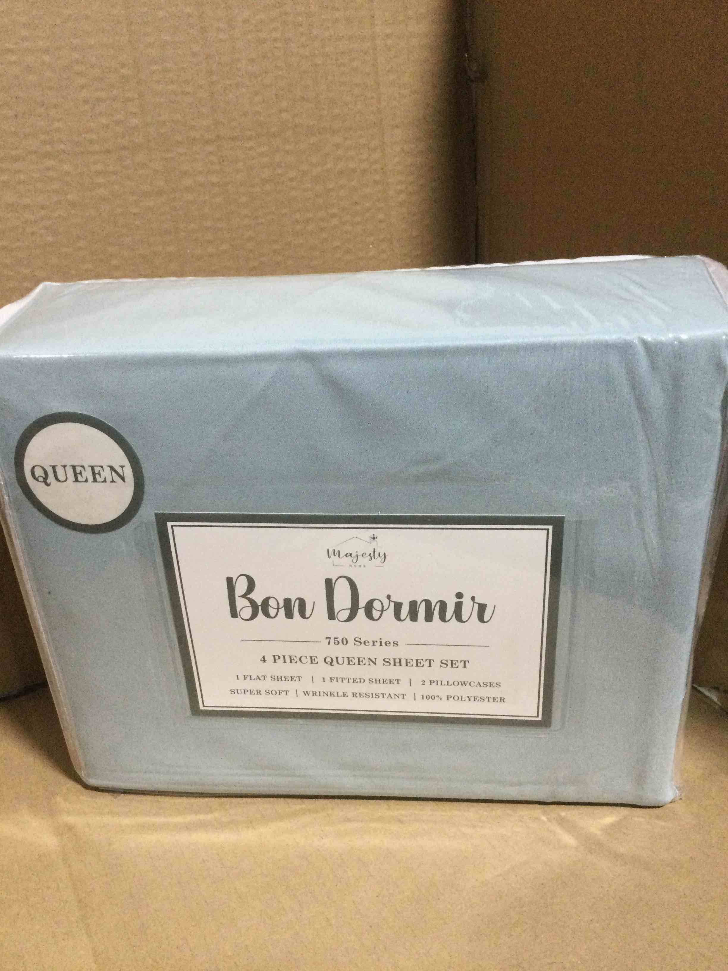 Bon Dormir 750 series 4 piece queen sheet set includes one flat sheet one fitted sheet two pillowcases