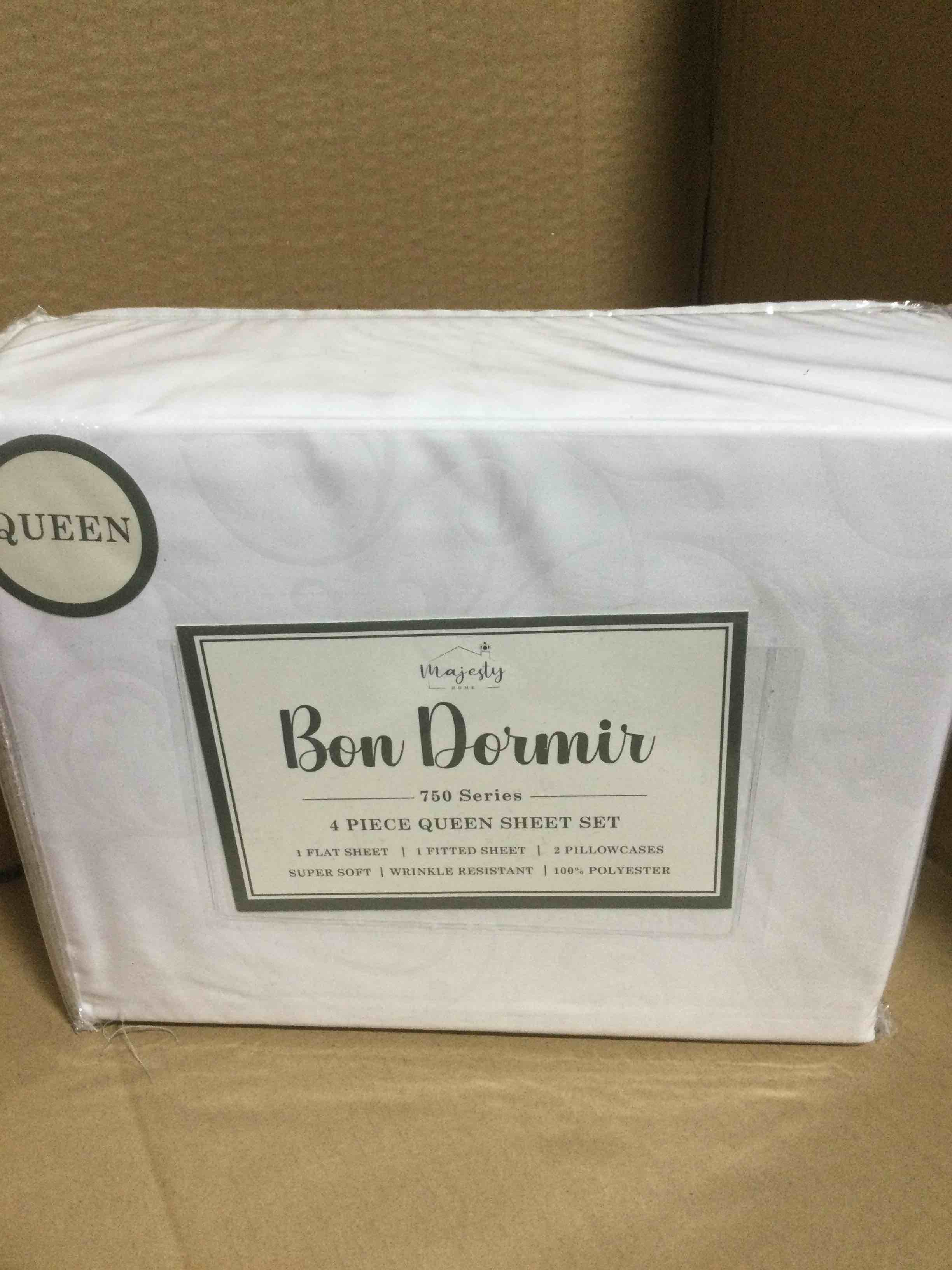 Bon Dormir 750 series 4 piece queen sheet set includes one flat sheet one fitted sheet two pillowcases