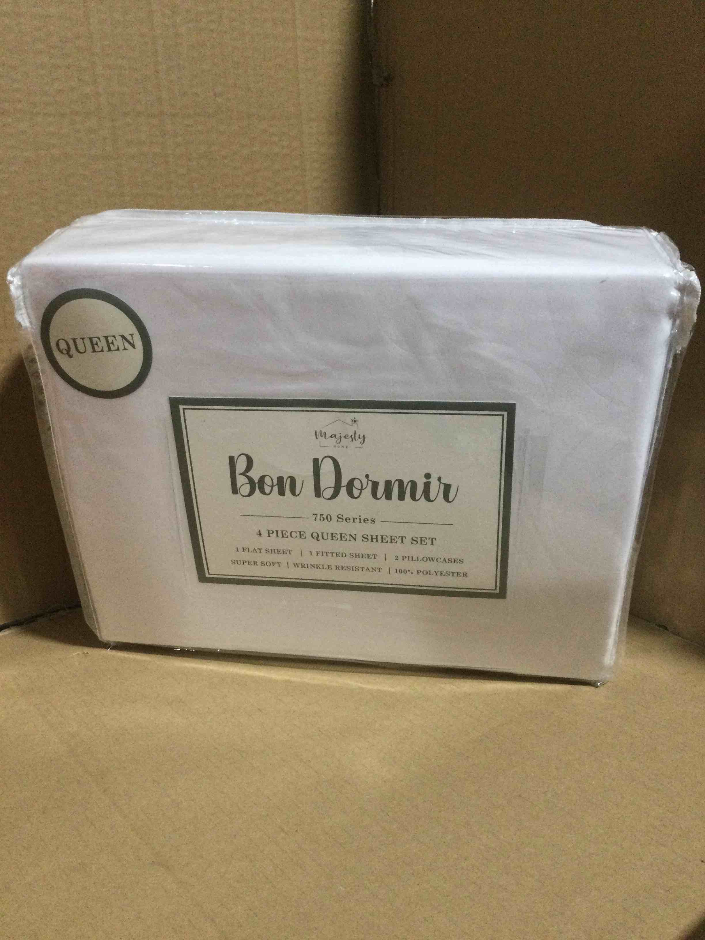 Bon Dormir 750 series 4 piece queen sheet set includes one flat sheet one fitted sheet two pillowcases