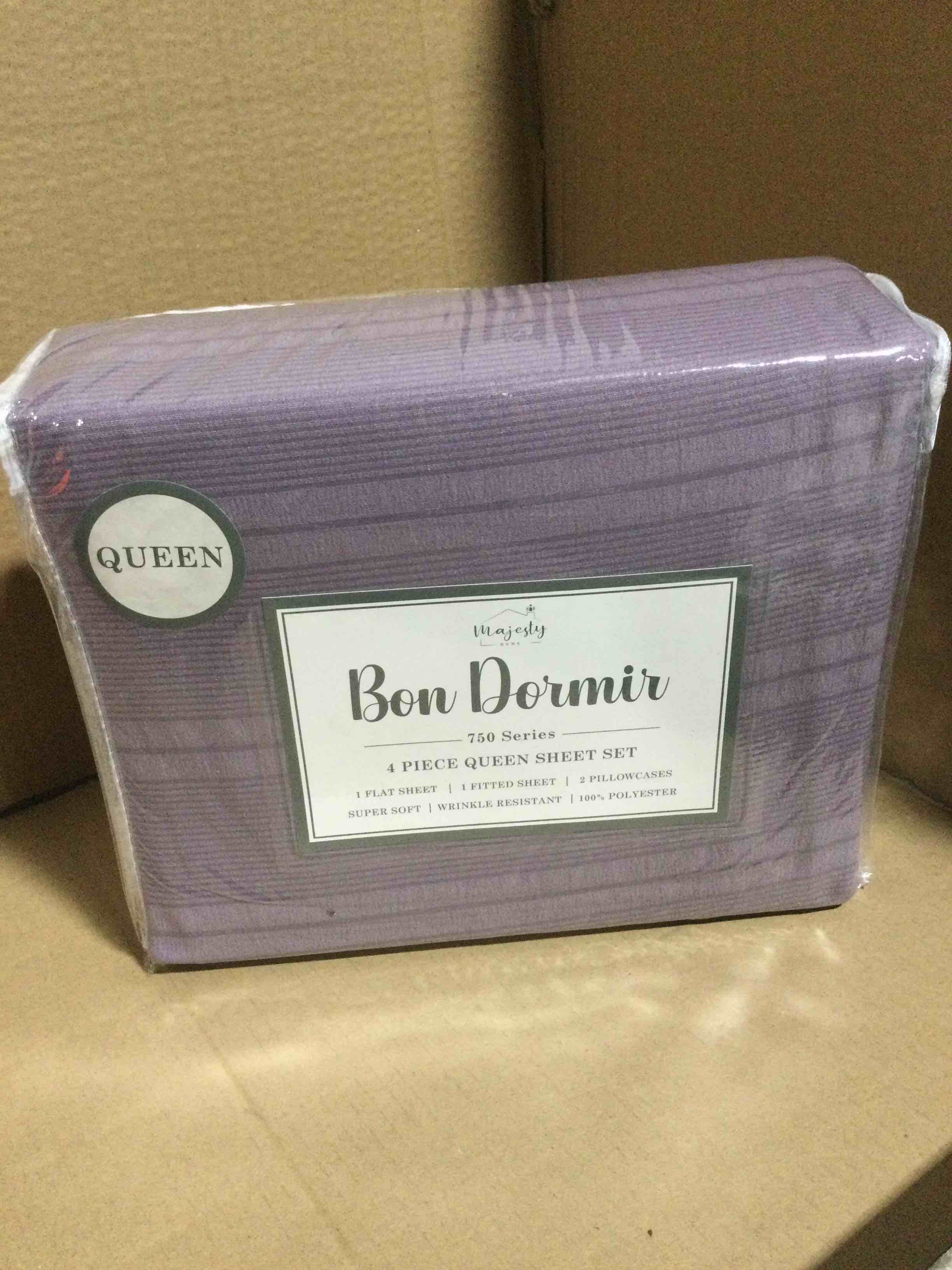 Bon Dormir 750 series 4 piece queen sheet set includes one flat sheet one fitted sheet two pillowcases