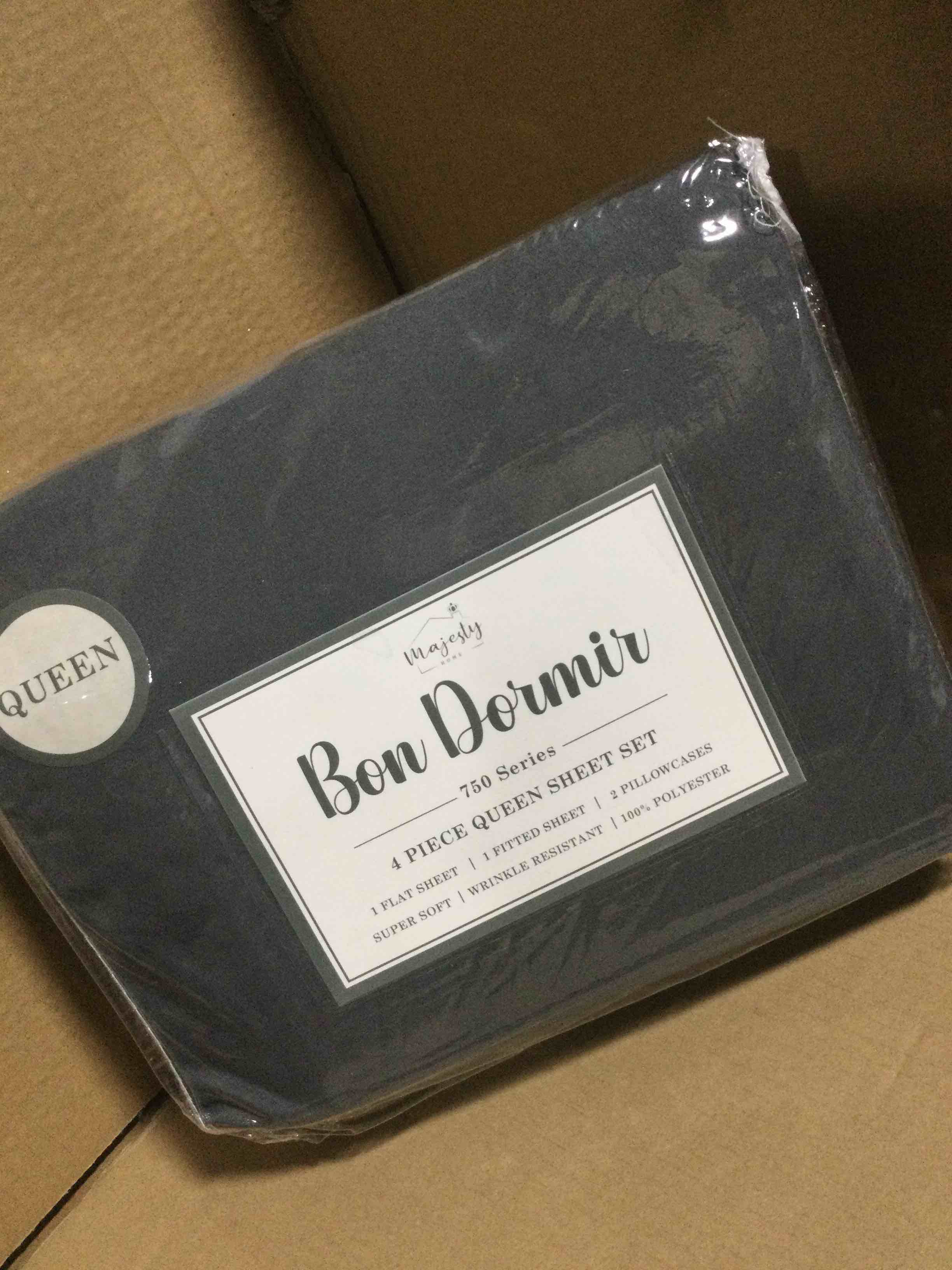 Bon Dormir 750 series 4 piece queen sheet set includes one flat sheet one fitted sheet two pillowcases