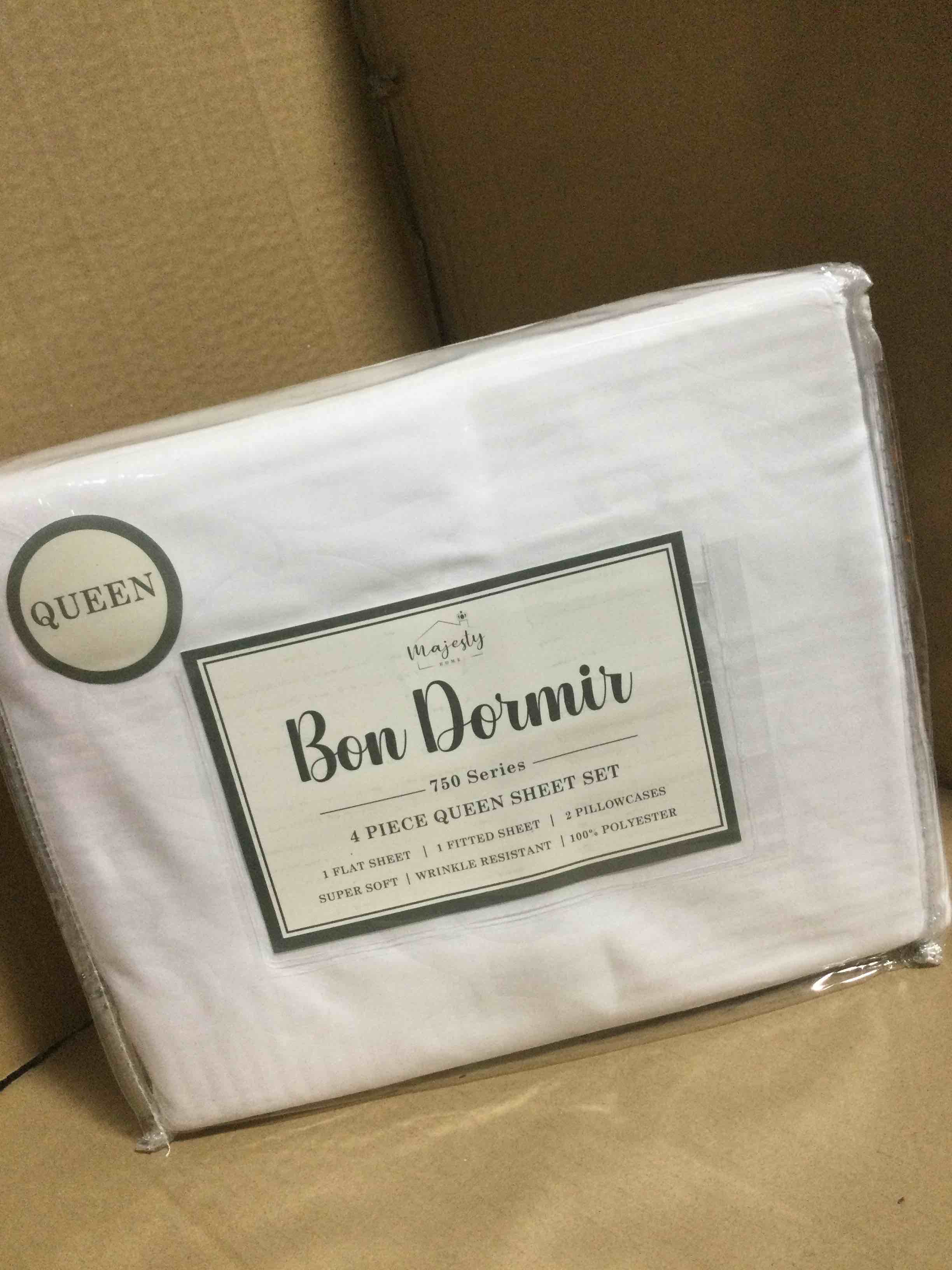 queen Bon Dormir 750 series 4 piece queen sheet set includes one flat sheet one fitted sheet two pillowcases