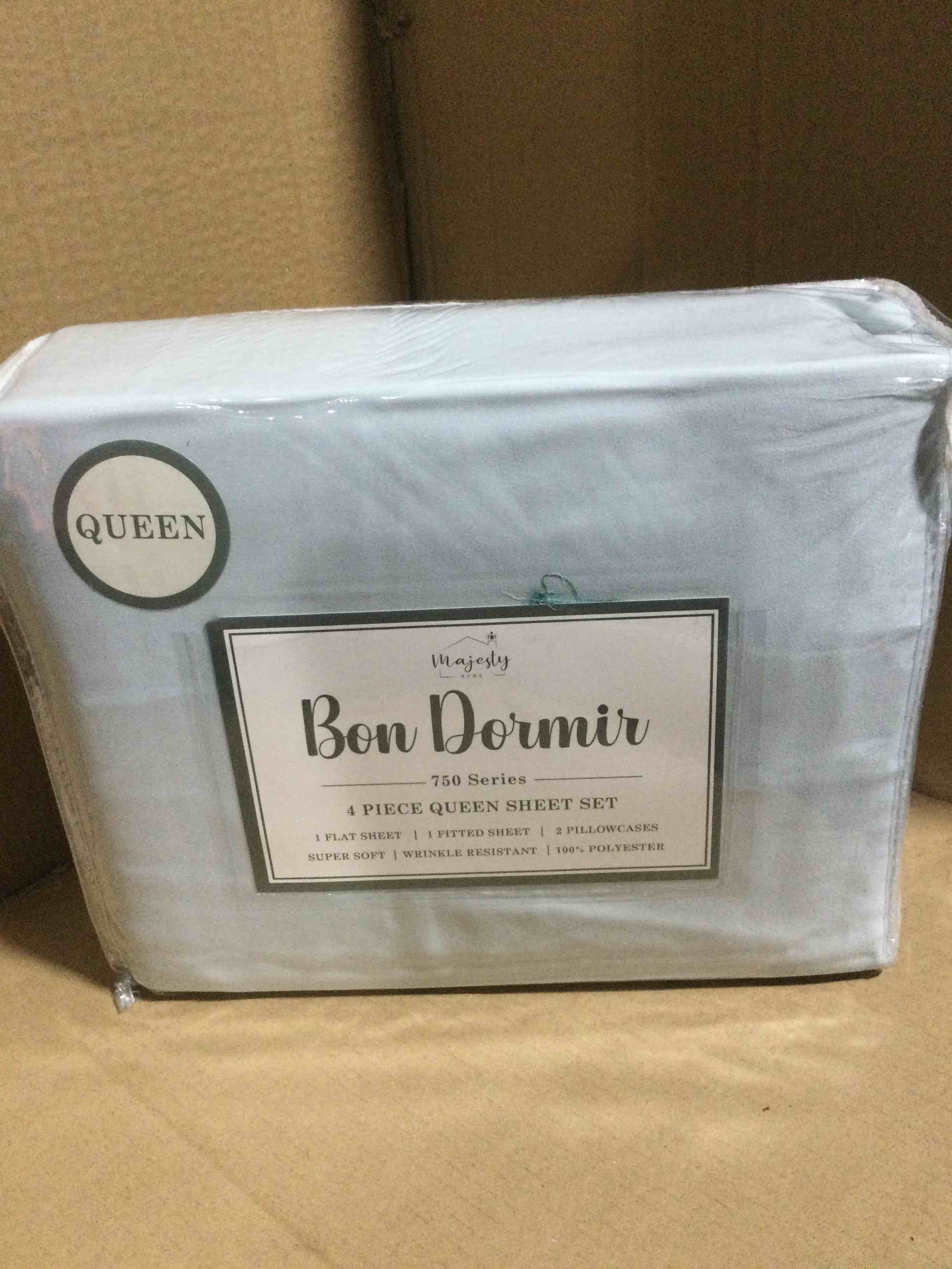 queen Bon Dormir 750 series 4 piece queen sheet set includes one flat sheet one fitted sheet two pillowcases