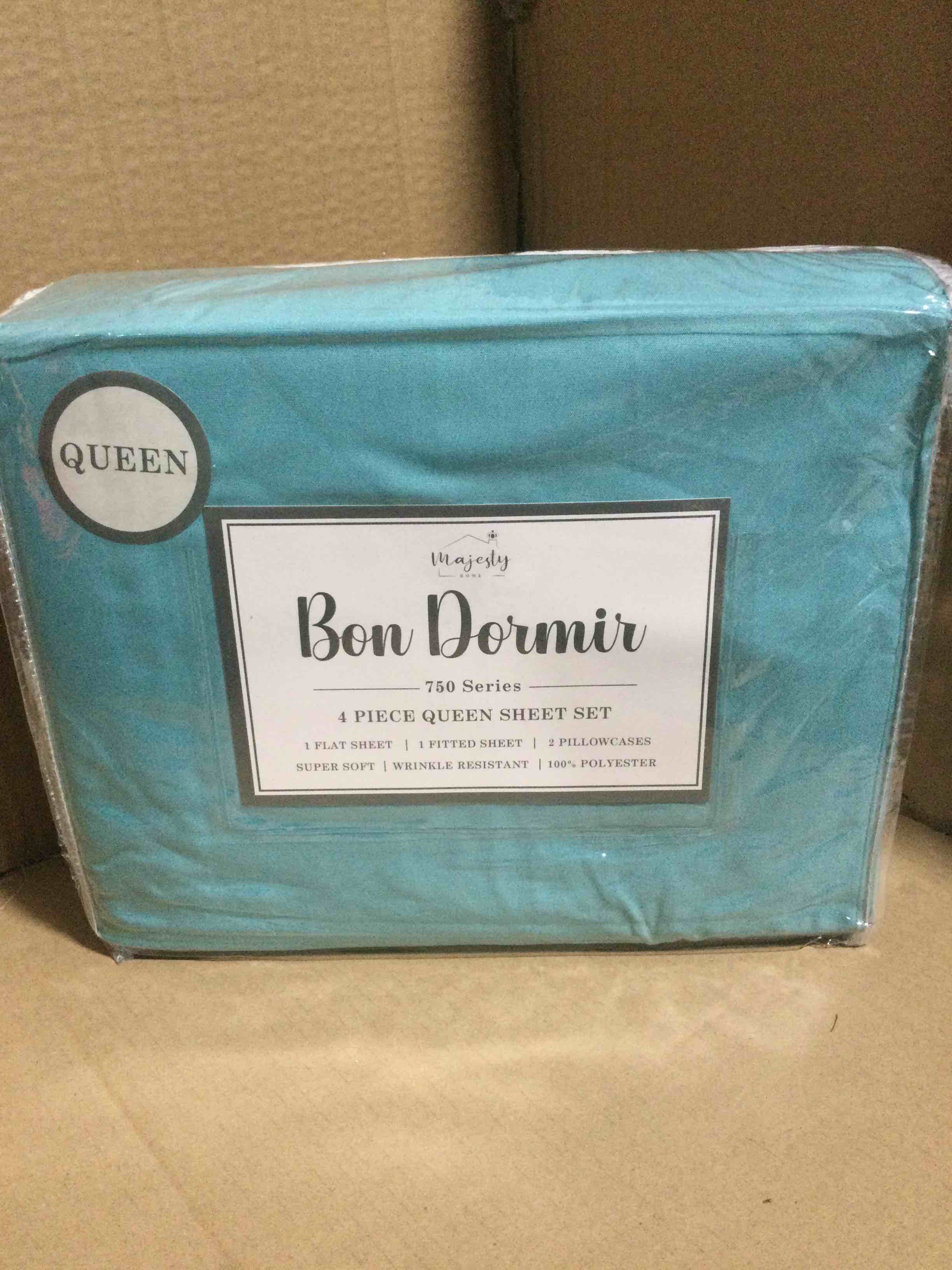 queen Bon Dormir 750 series 4 piece queen sheet set includes one flat sheet one fitted sheet two pillowcases