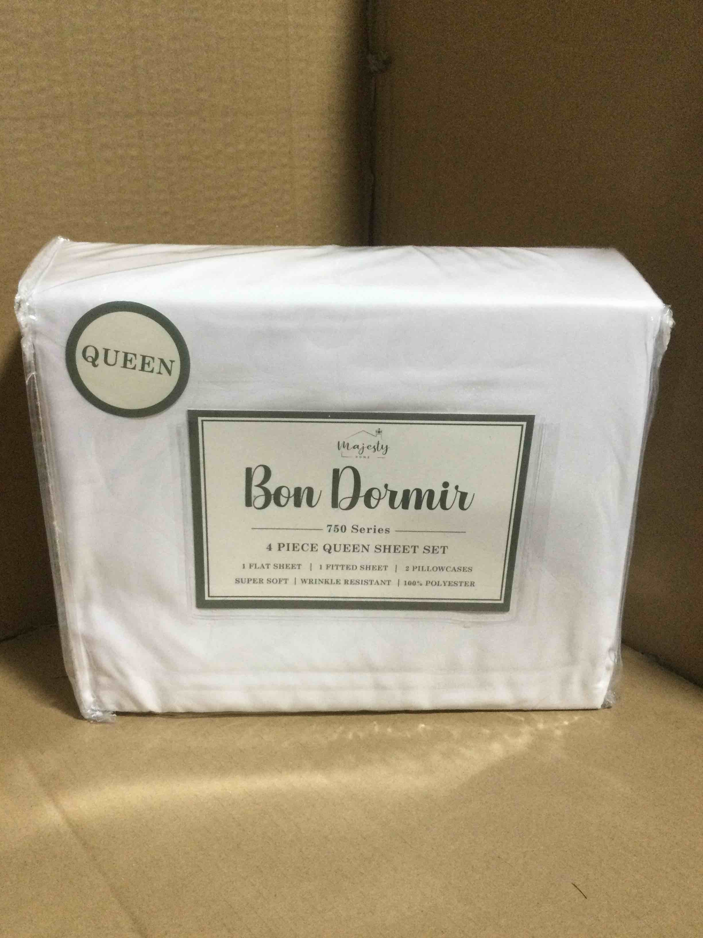 queen Bon Dormir 750 series 4 piece queen sheet set includes one flat sheet one fitted sheet two pillowcases