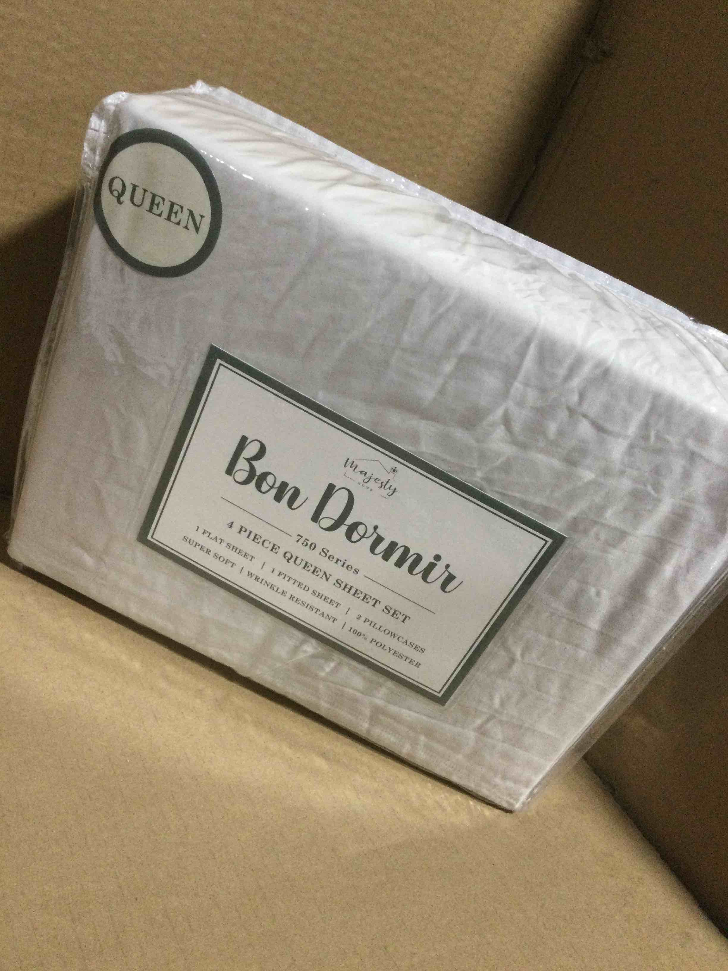 queen Bon Dormir 750 series 4 piece queen sheet set includes one flat sheet one fitted sheet two pillowcases