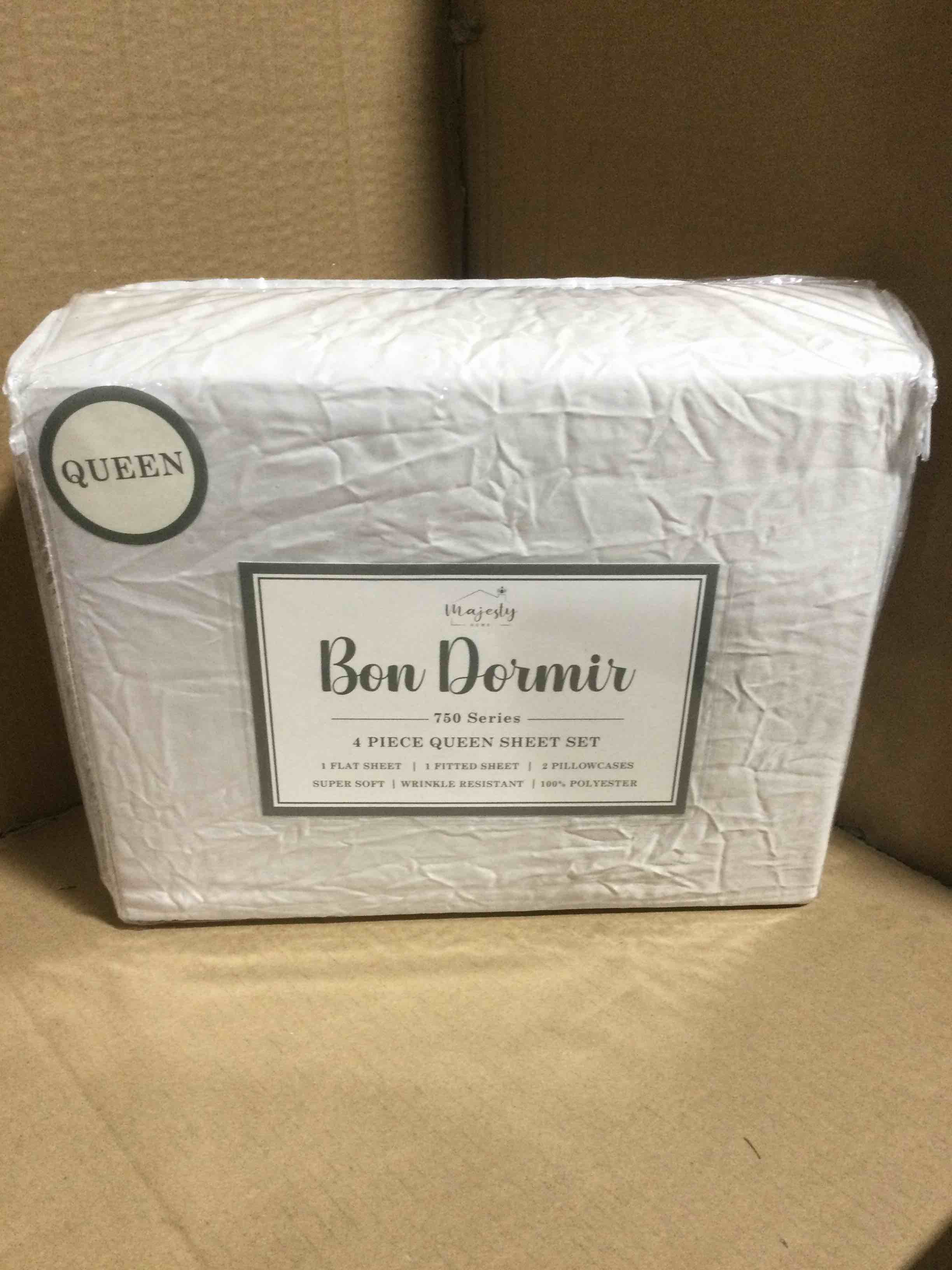 queen Bon Dormir 750 series 4 piece queen sheet set includes one flat sheet one fitted sheet two pillowcases