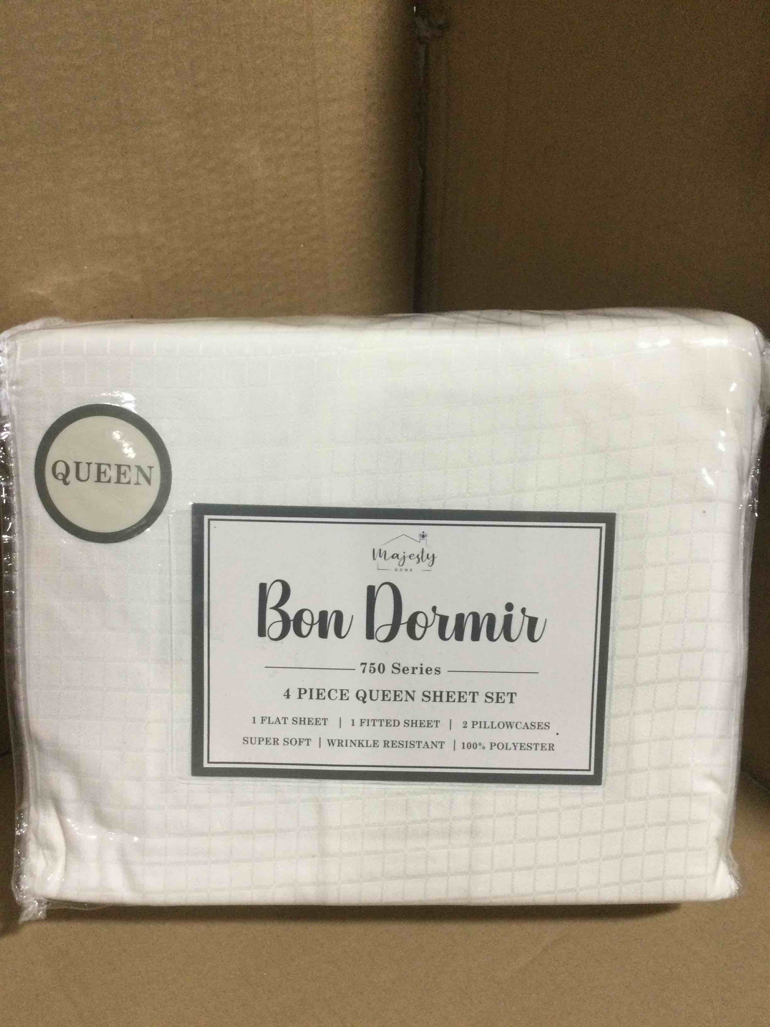 queen Bon Dormir 750 series 4 piece queen sheet set includes one flat sheet one fitted sheet two pillowcases