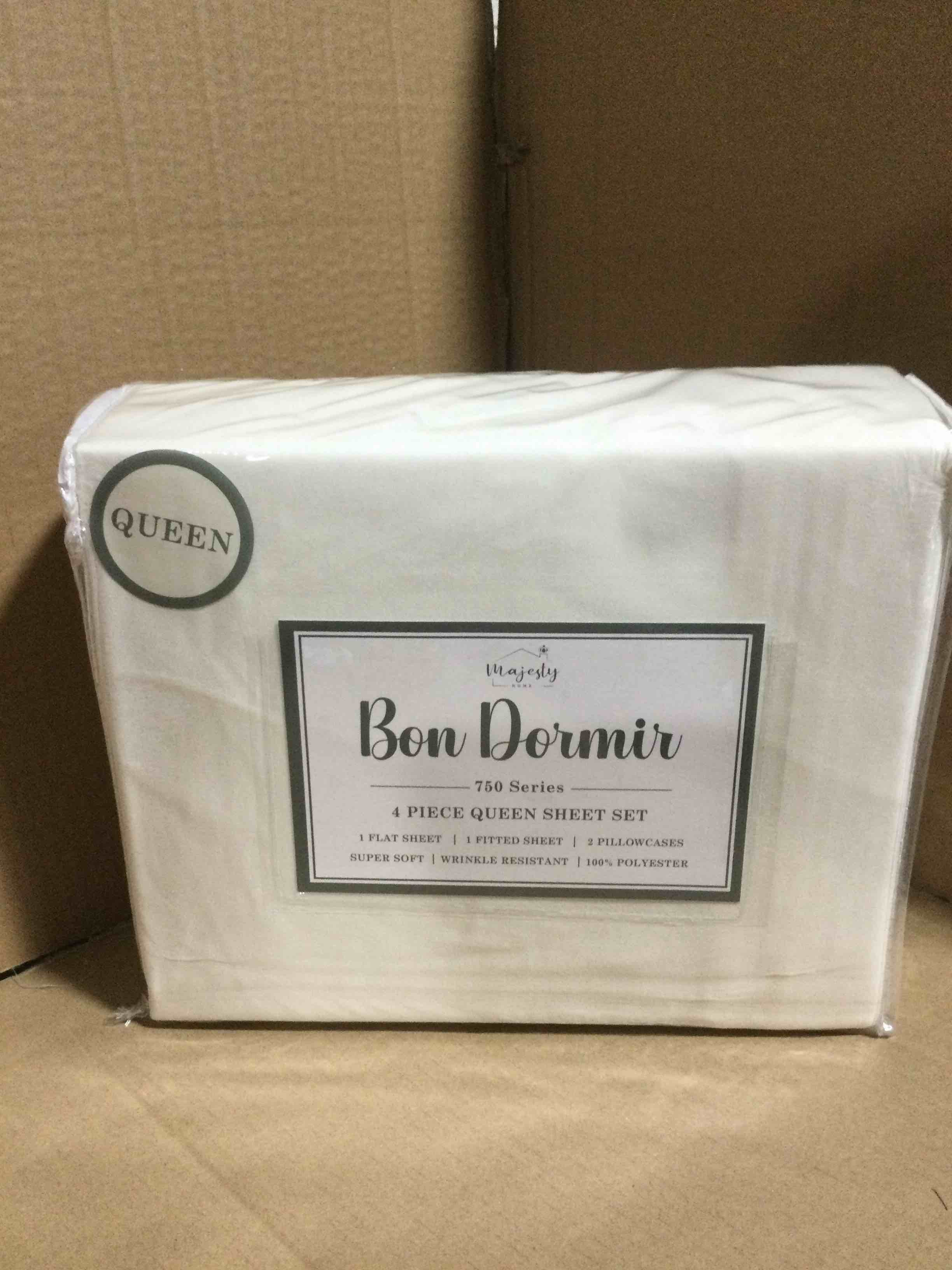 queen Bon Dormir 750 series 4 piece queen sheet set includes one flat sheet one fitted sheet two pillowcases