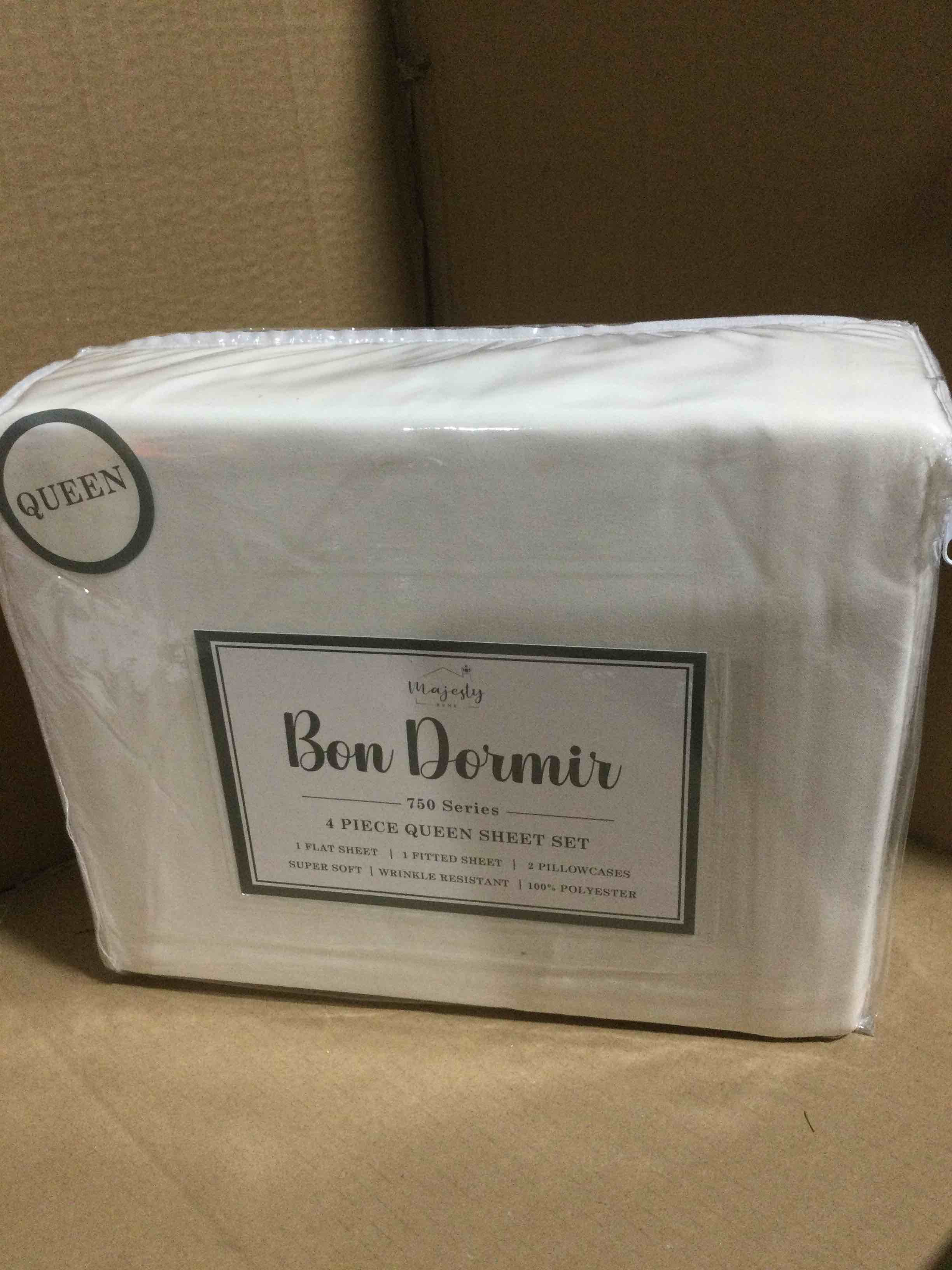 queen Bon Dormir 750 series 4 piece queen sheet set includes one flat sheet one fitted sheet two pillowcases