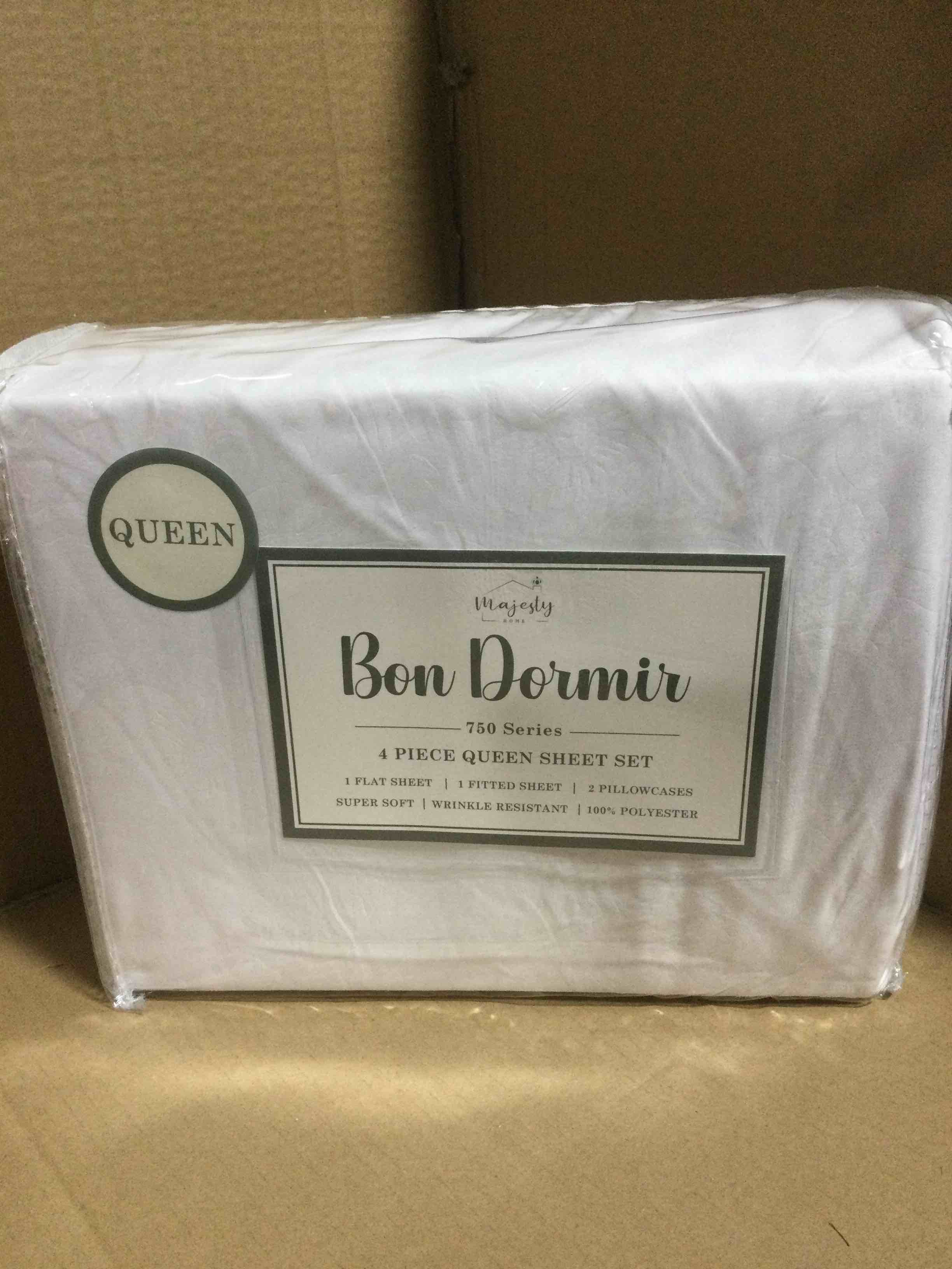 queen Bon Dormir 750 series 4 piece queen sheet set includes one flat sheet one fitted sheet two pillowcases