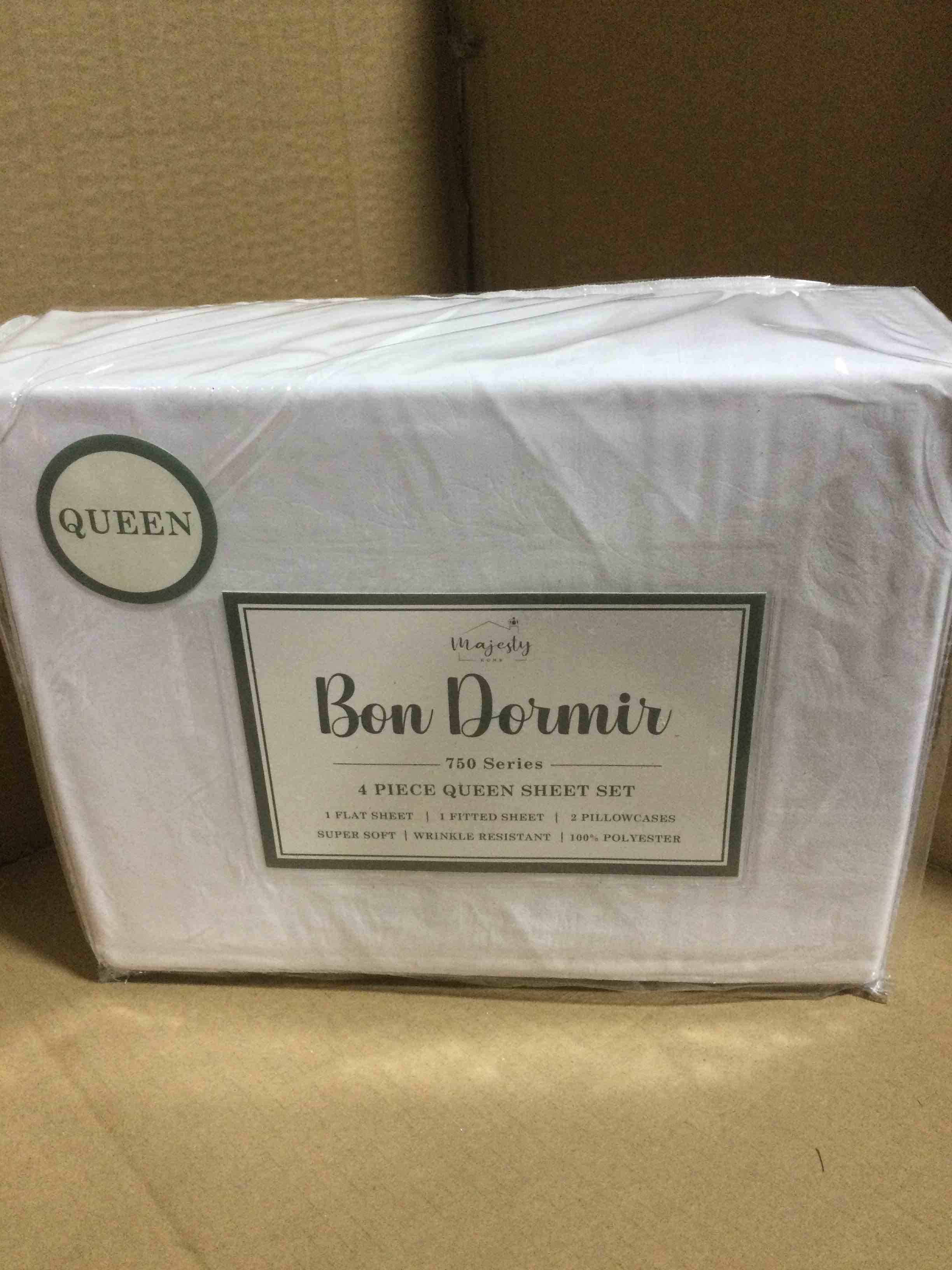 queen Bon Dormir 750 series 4 piece queen sheet set includes one flat sheet one fitted sheet two pillowcases