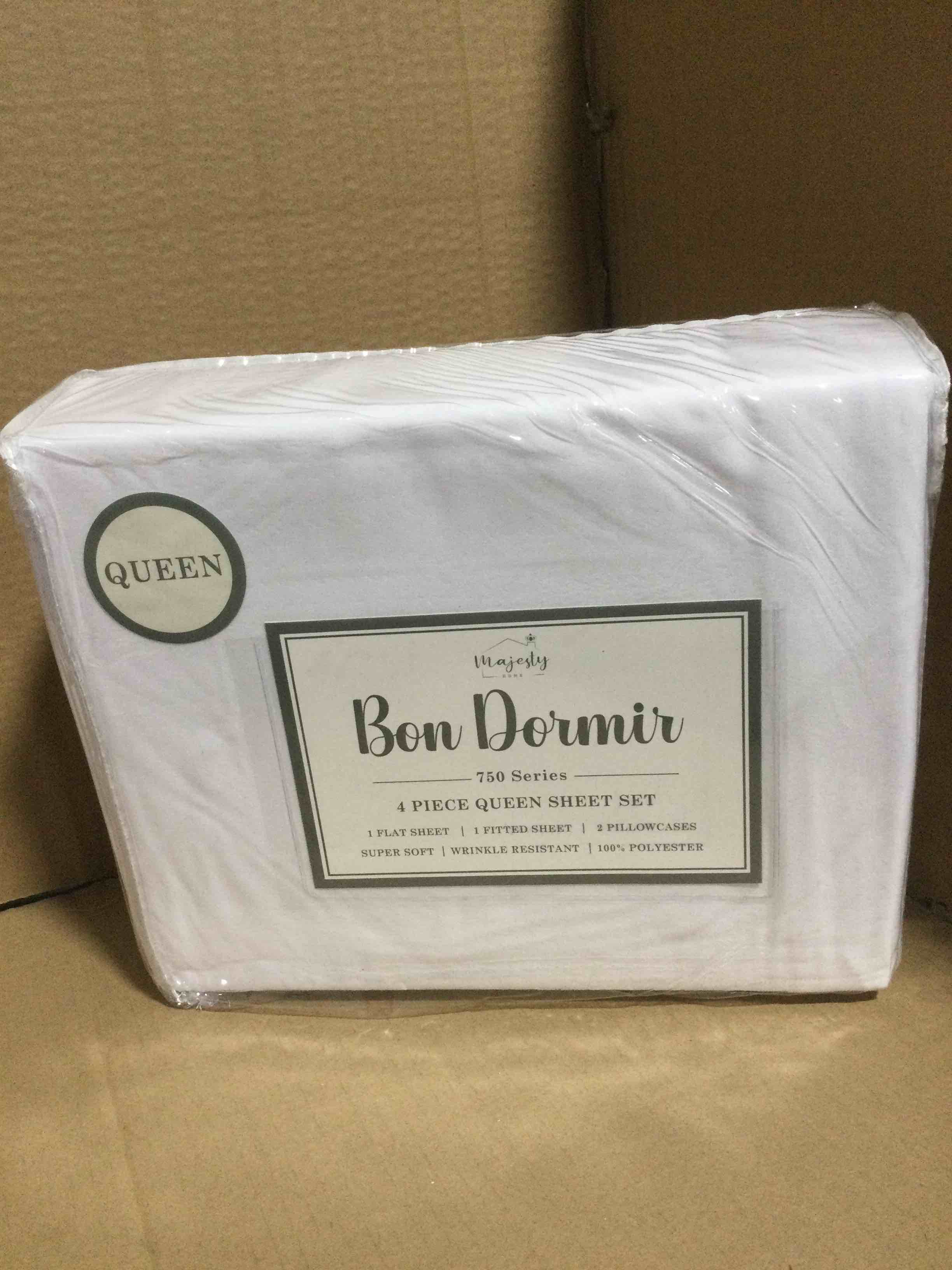 queen Bon Dormir 750 series 4 piece queen sheet set includes one flat sheet one fitted sheet two pillowcases