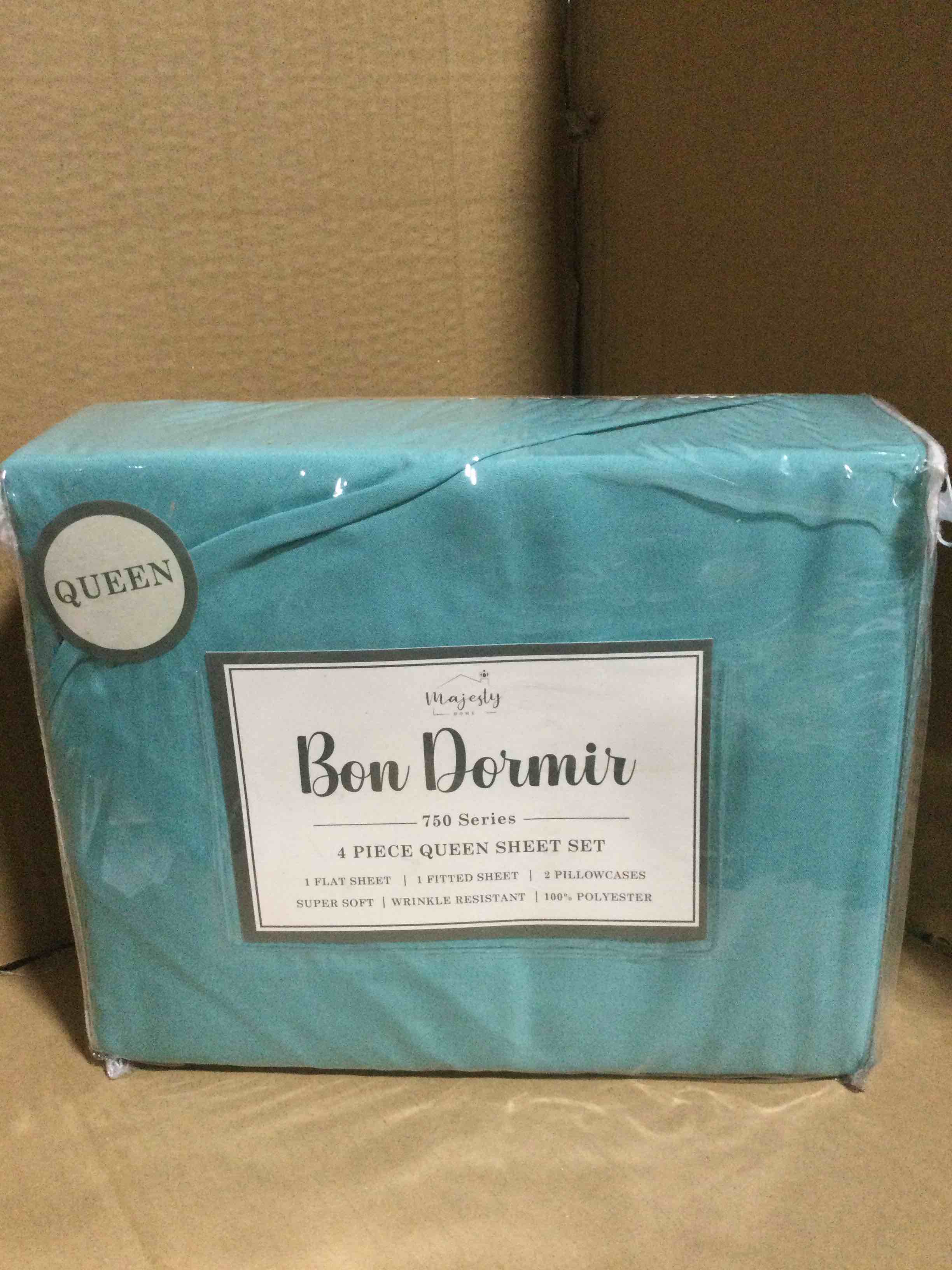 queen Bon Dormir 750 series 4 piece queen sheet set includes one flat sheet one fitted sheet two pillowcases