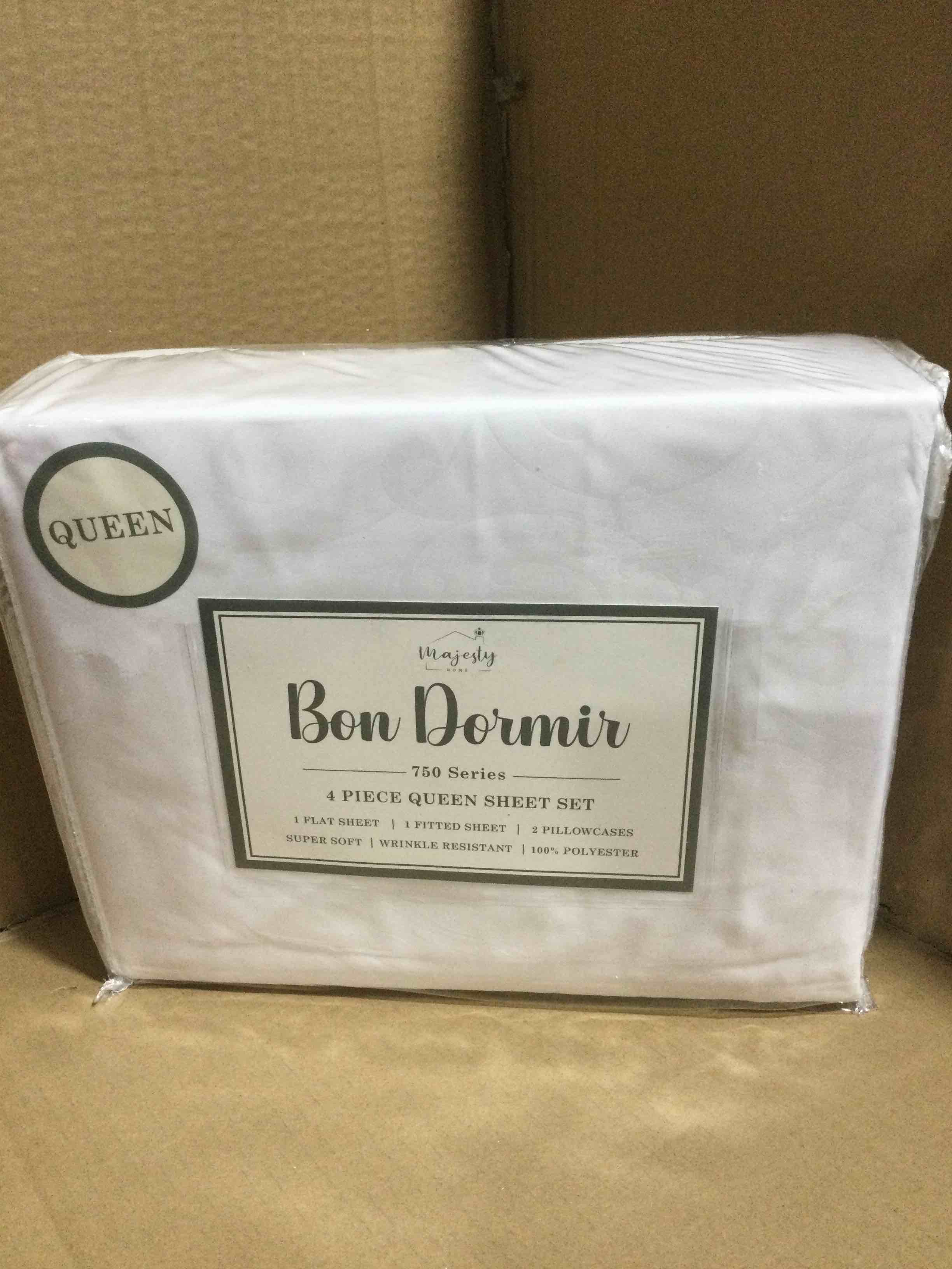 queen Bon Dormir 750 series 4 piece queen sheet set includes one flat sheet one fitted sheet two pillowcases