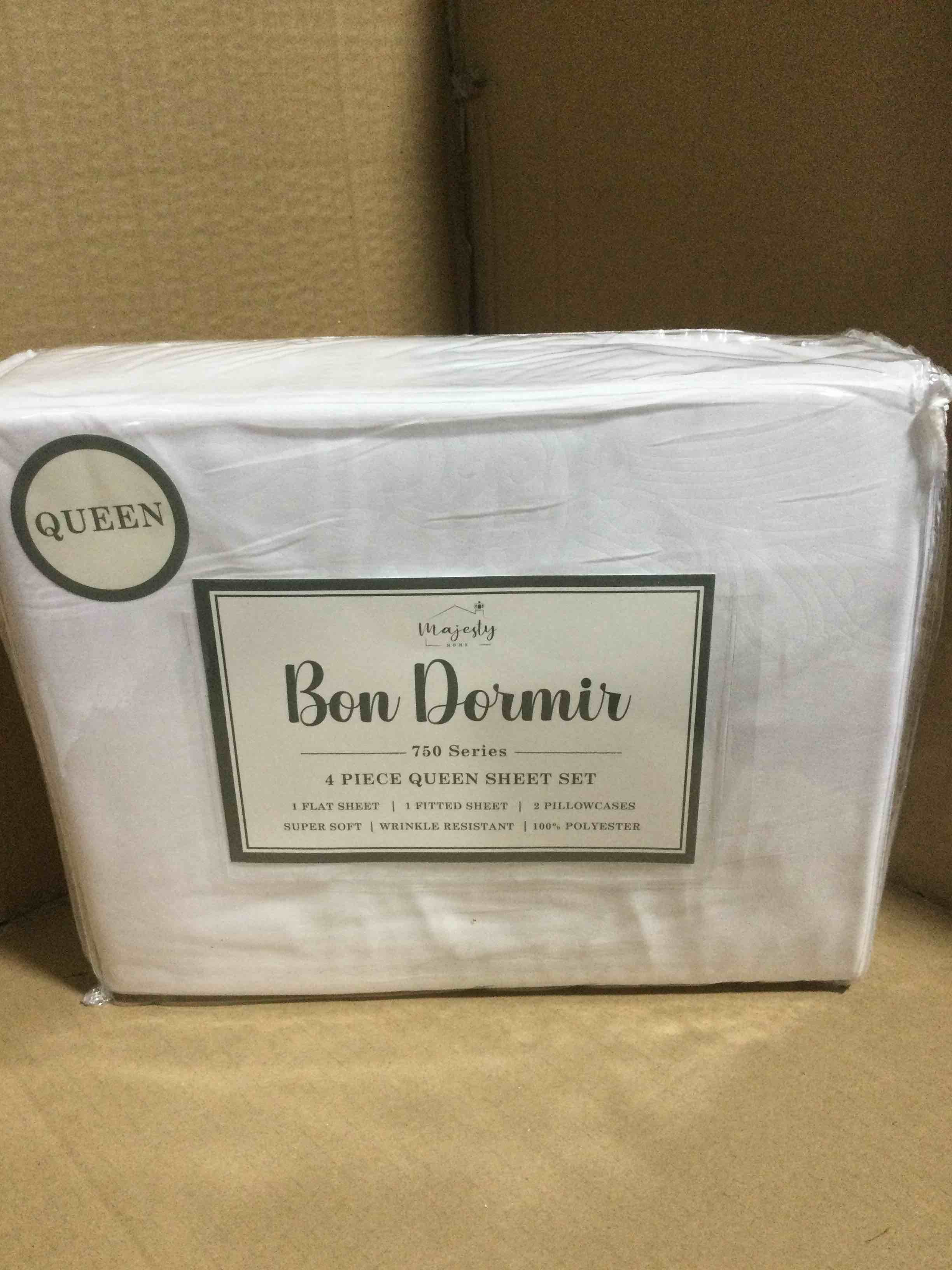 queen Bon Dormir 750 series 4 piece queen sheet set includes one flat sheet one fitted sheet two pillowcases