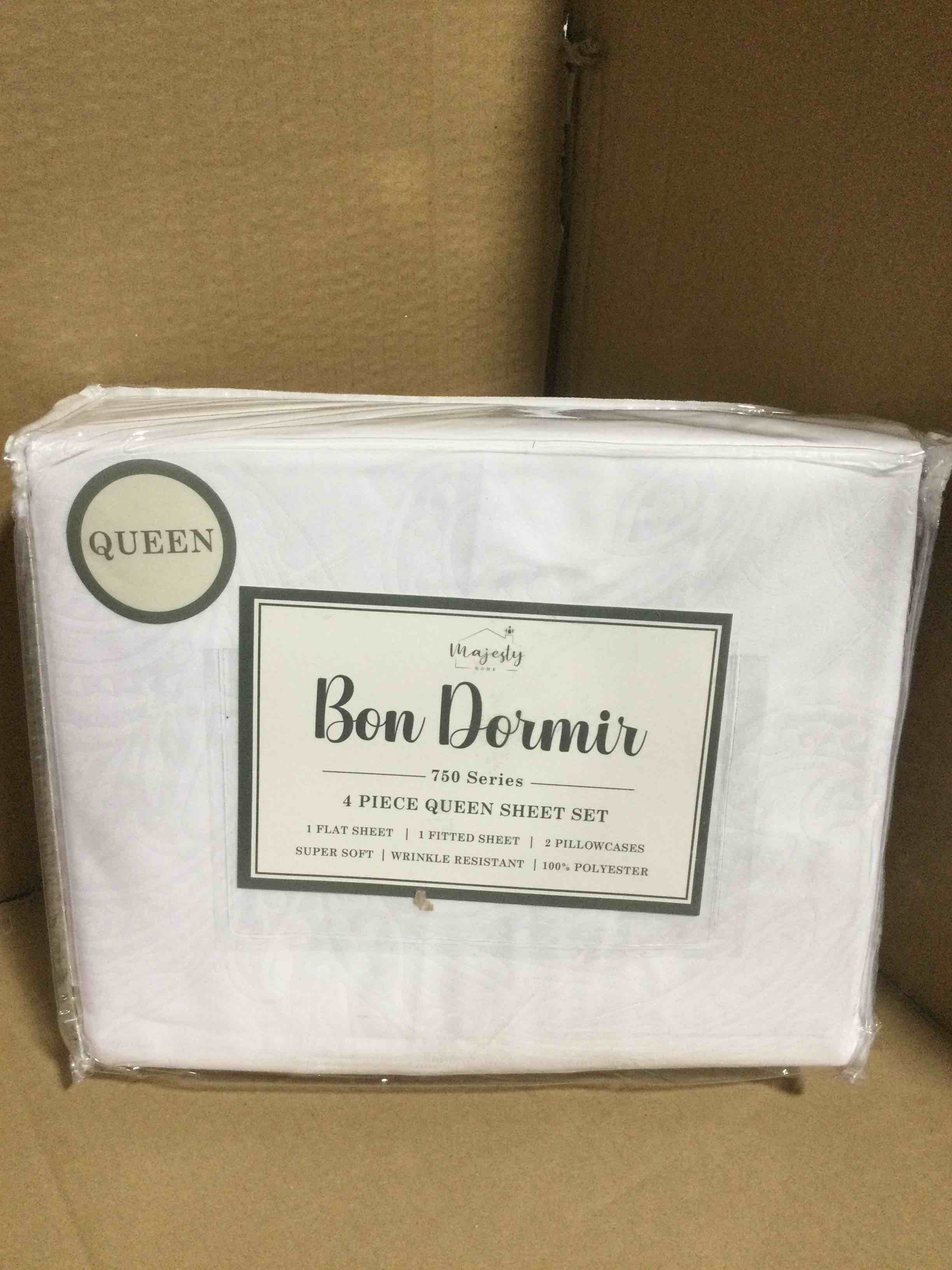 queen Bon Dormir 750 series 4 piece queen sheet set includes one flat sheet one fitted sheet two pillowcases