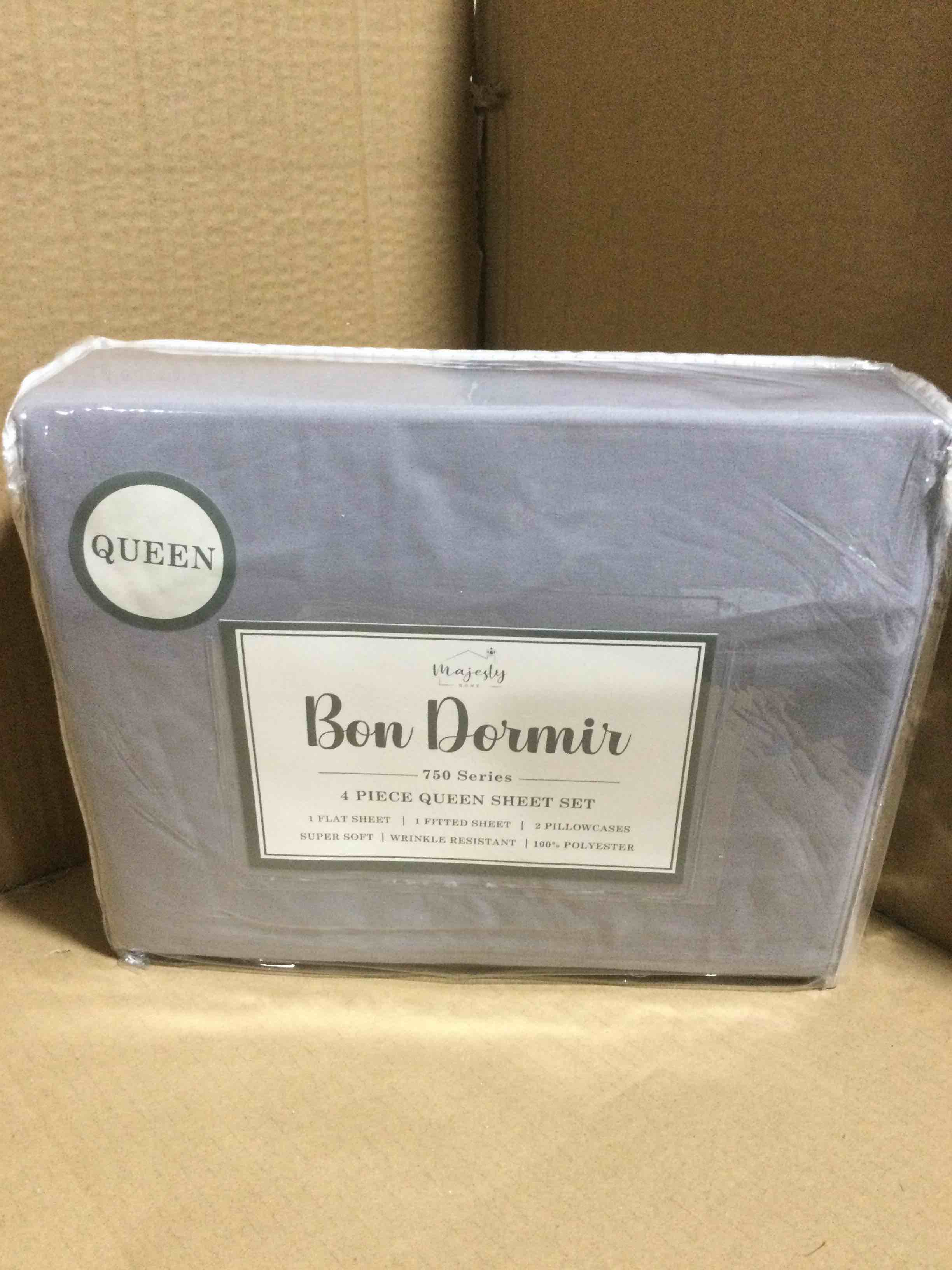 queen Bon Dormir 750 series 4 piece queen sheet set includes one flat sheet one fitted sheet two pillowcases