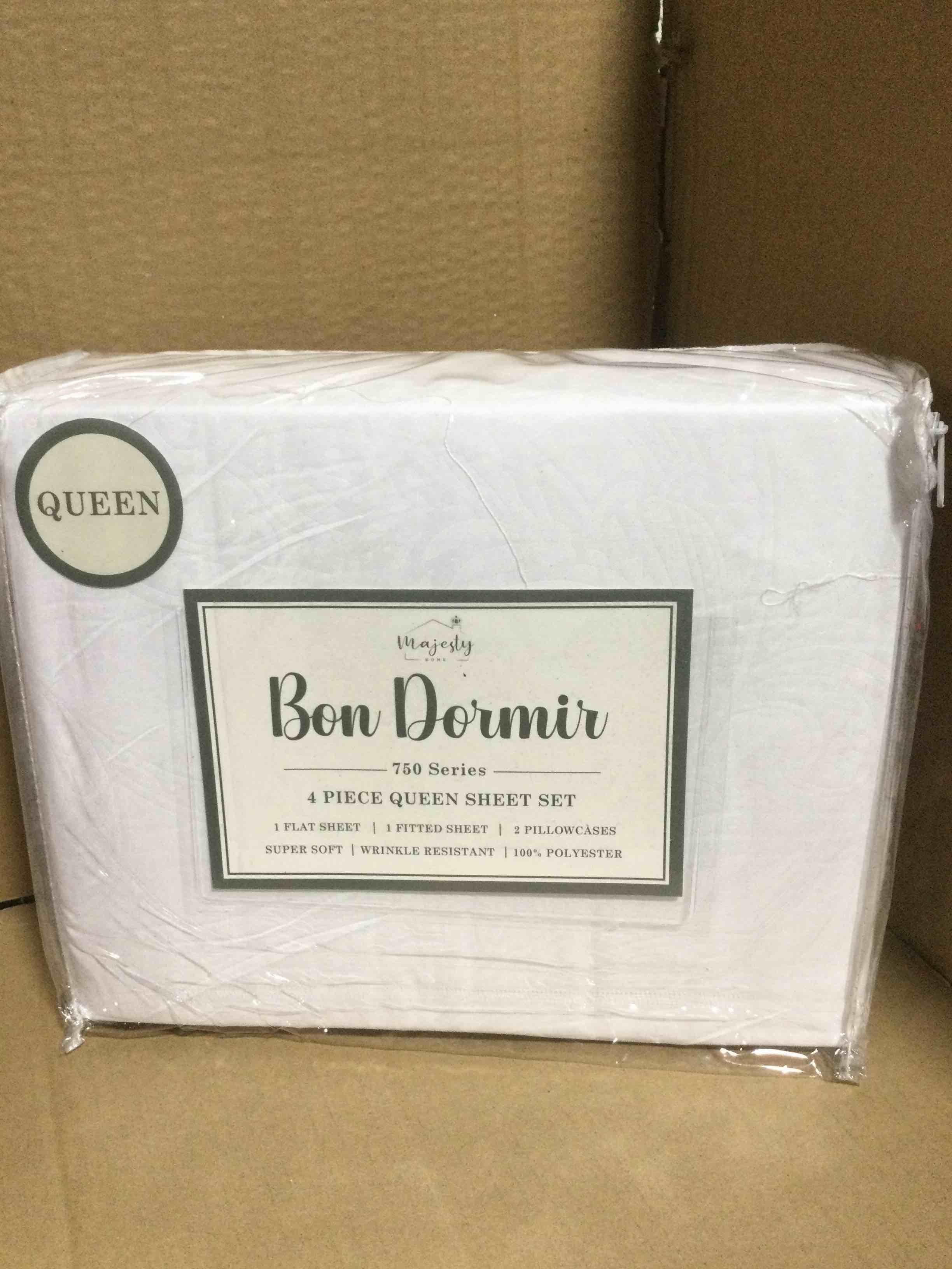 queen Bon Dormir 750 series 4 piece queen sheet set includes one flat sheet one fitted sheet two pillowcases