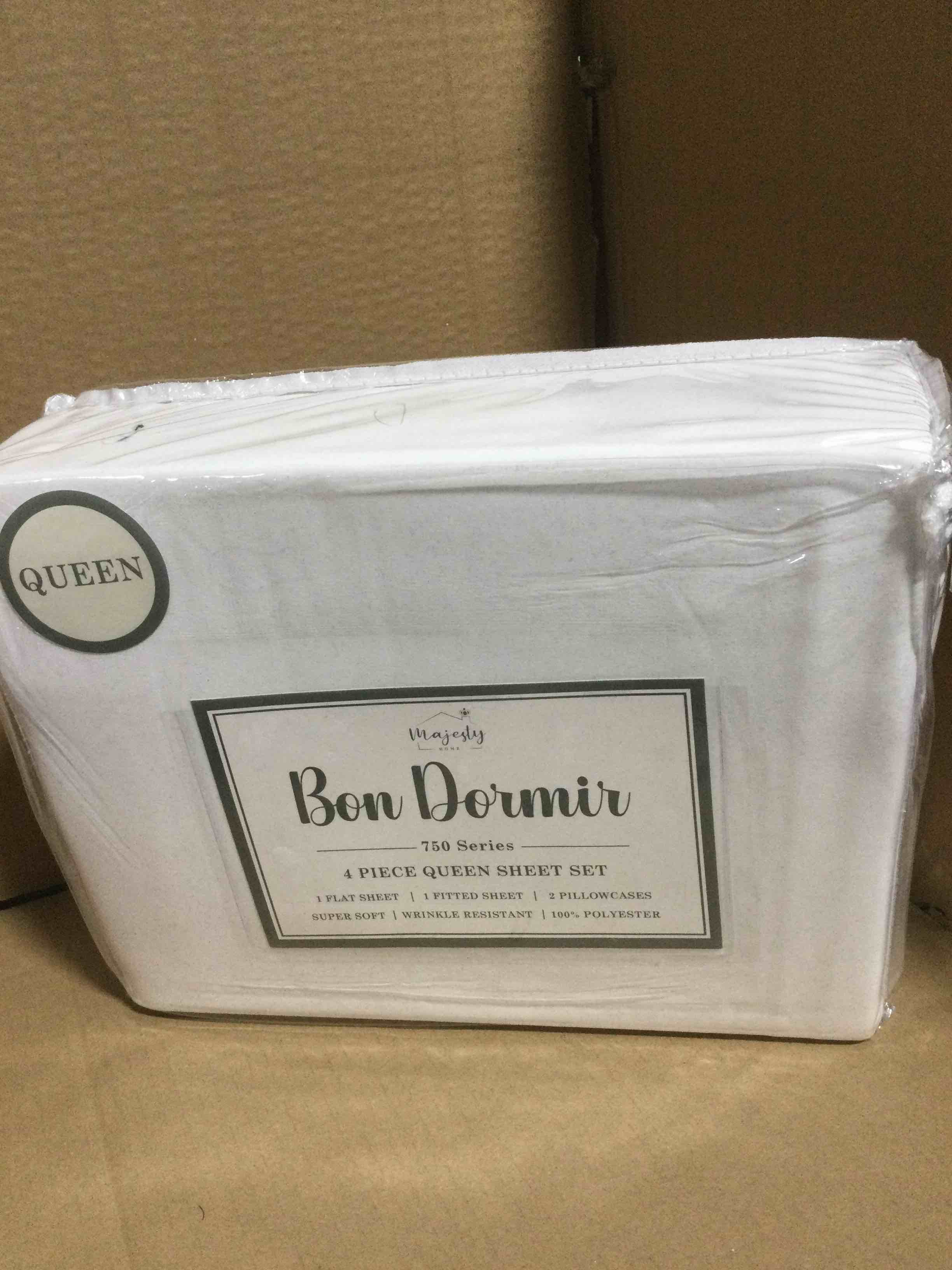queen Bon Dormir 750 series 4 piece queen sheet set includes one flat sheet one fitted sheet two pillowcases