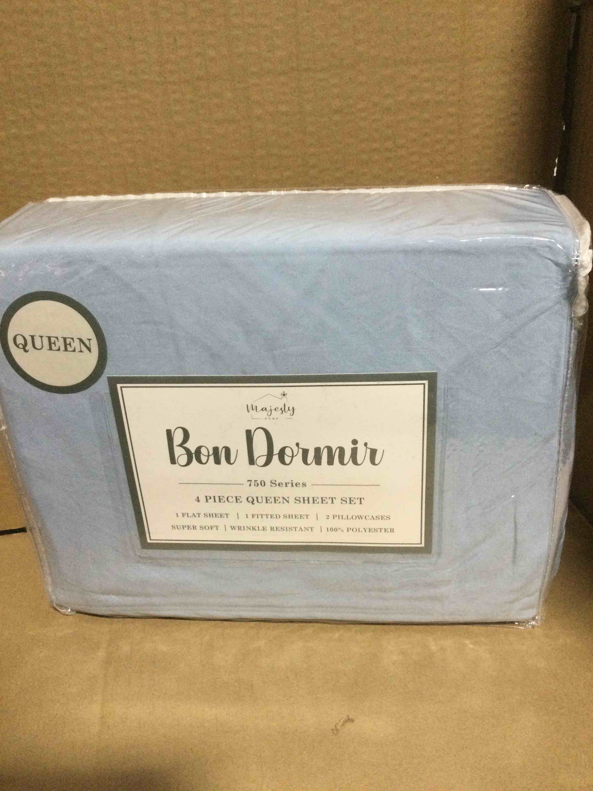 queen Bon Dormir 750 series 4 piece queen sheet set includes one flat sheet one fitted sheet two pillowcases