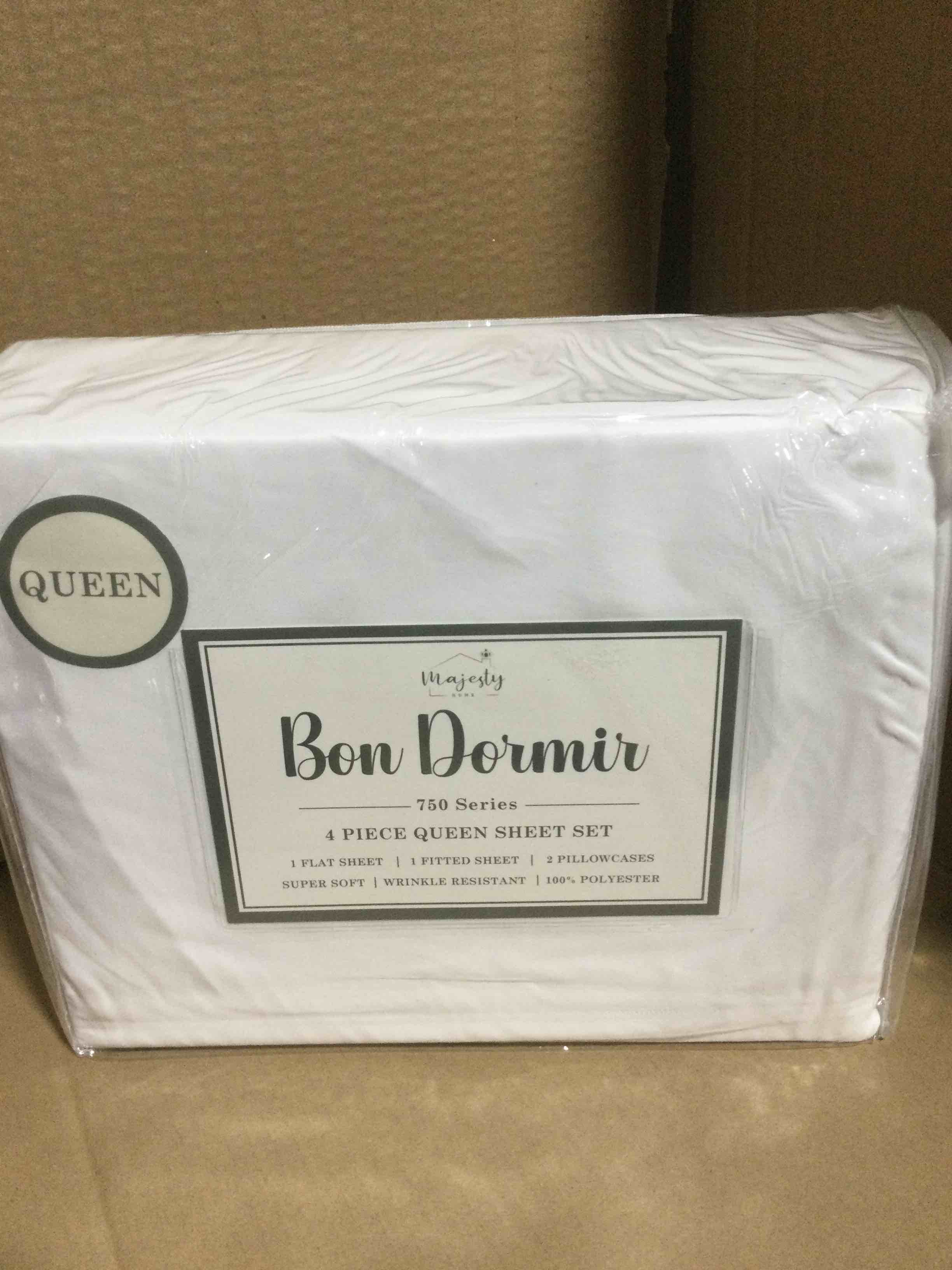 queen Bon Dormir 750 series 4 piece queen sheet set includes one flat sheet one fitted sheet two pillowcases