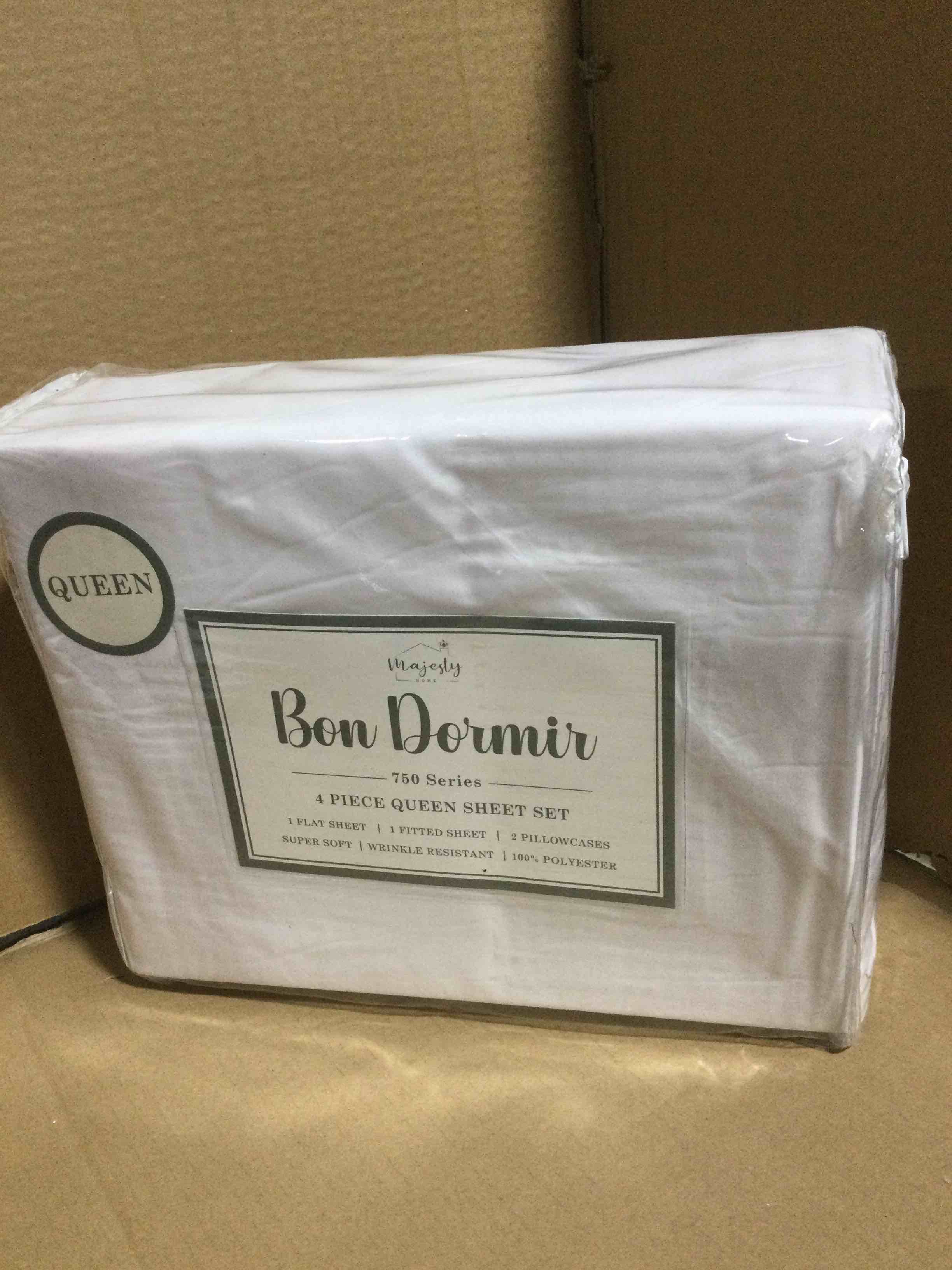 queen Bon Dormir 750 series 4 piece queen sheet set includes one flat sheet one fitted sheet two pillowcases